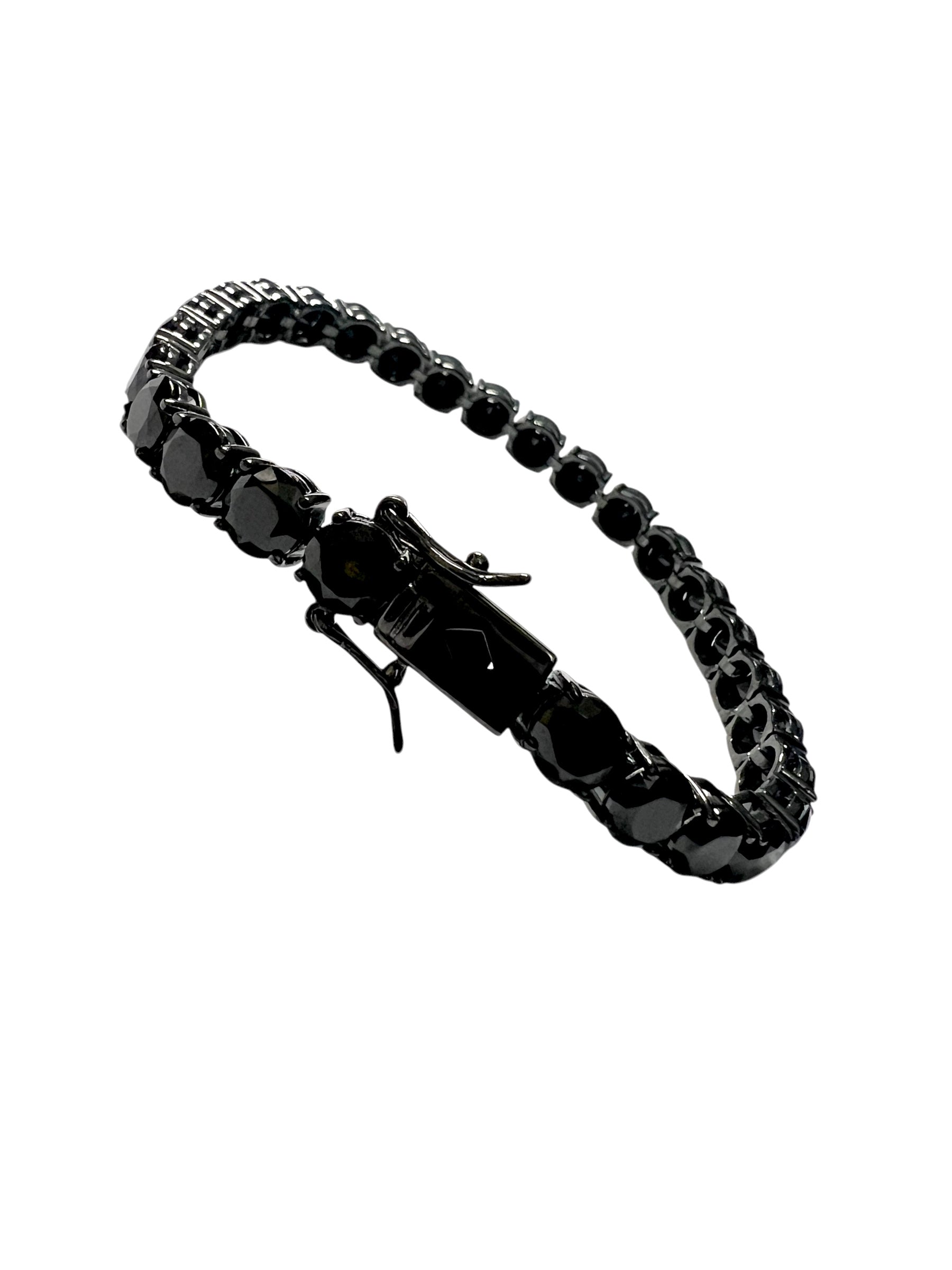 Pulseira Brilhos Pretos em Prata