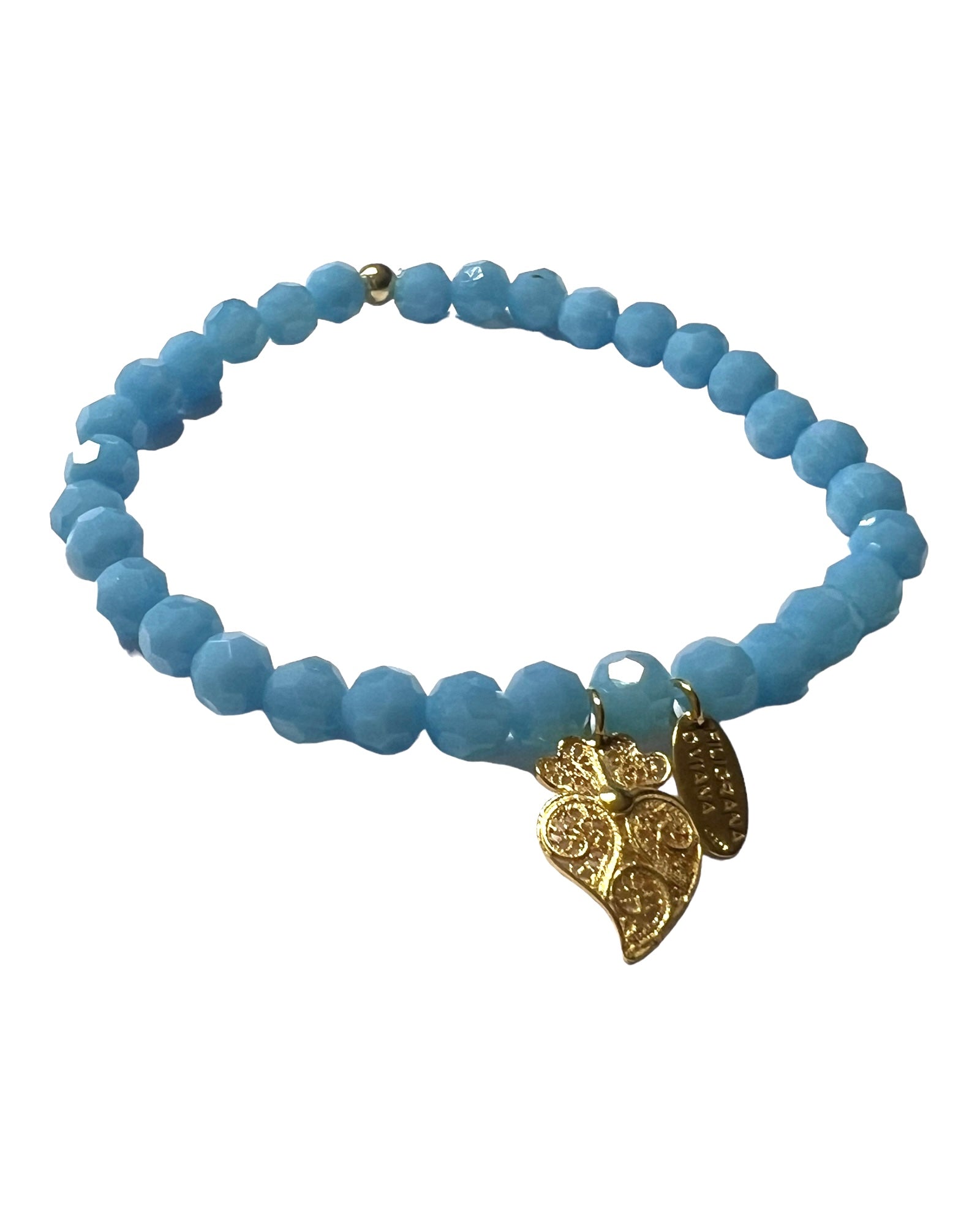 Viana Heart Bracelet with Blue Stones in Gold Plated Silver