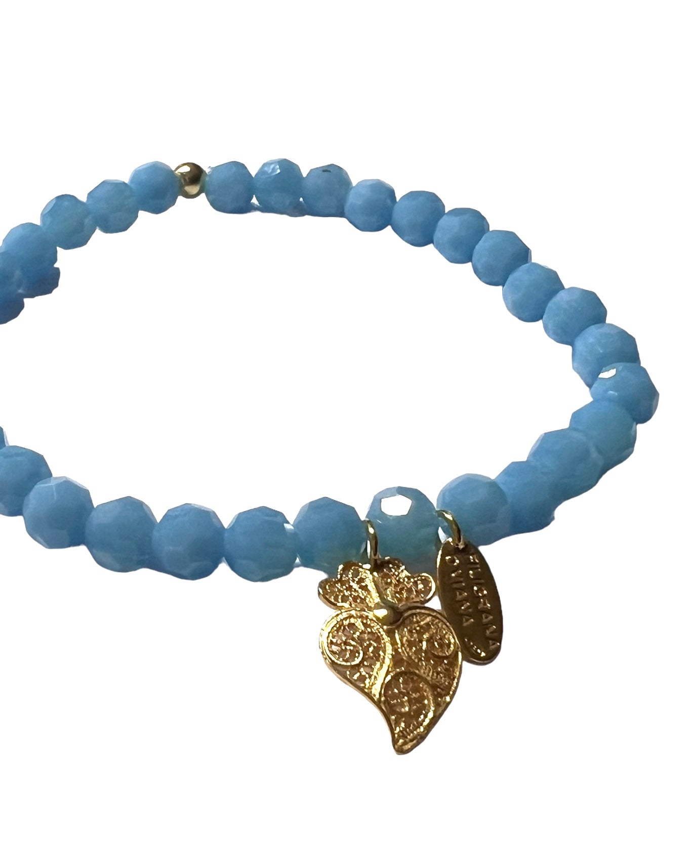 Viana Heart Bracelet with Blue Stones in Gold Plated Silver