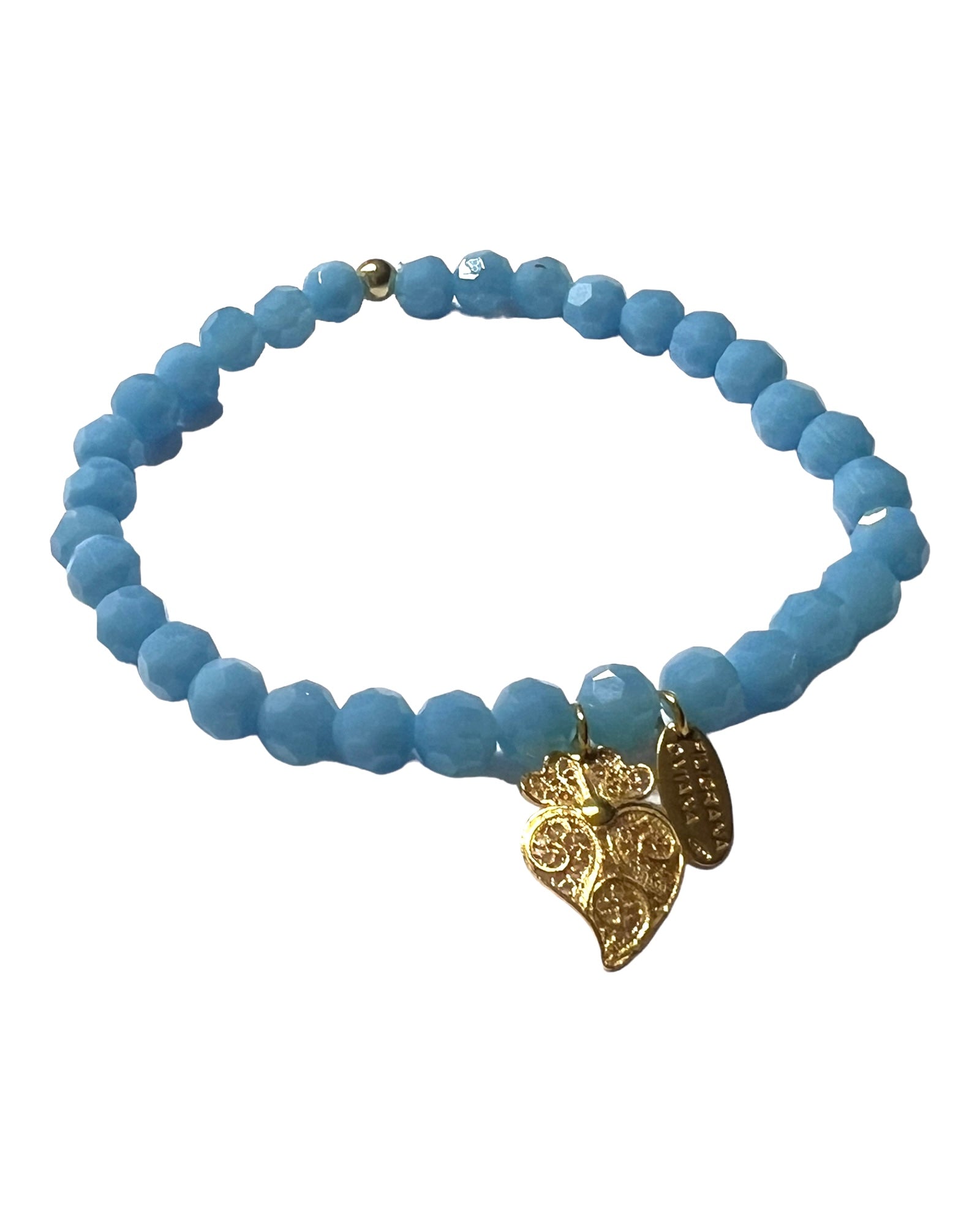 Viana Heart Bracelet with Blue Stones in Gold Plated Silver