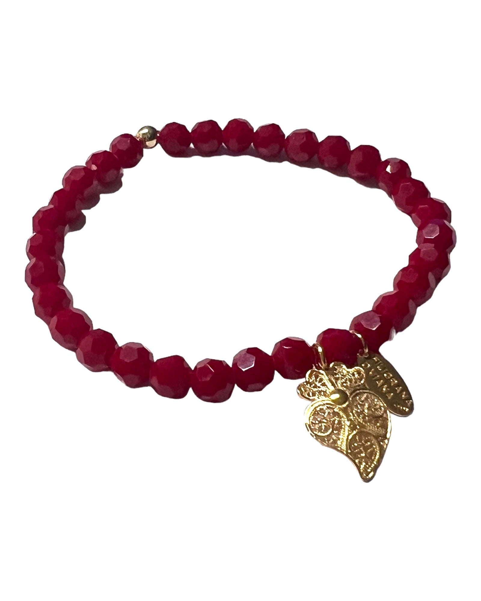 Viana Heart Bracelet with Red Stones in Gold-Plated Silver