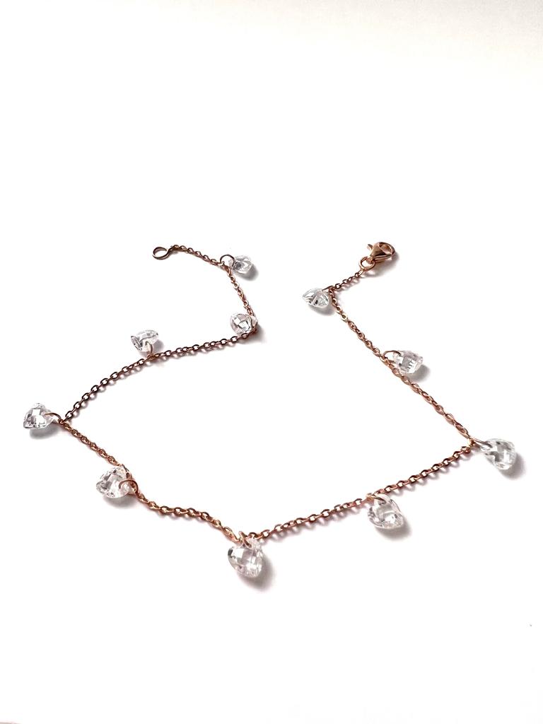 Rose Silver Hearts Bracelet