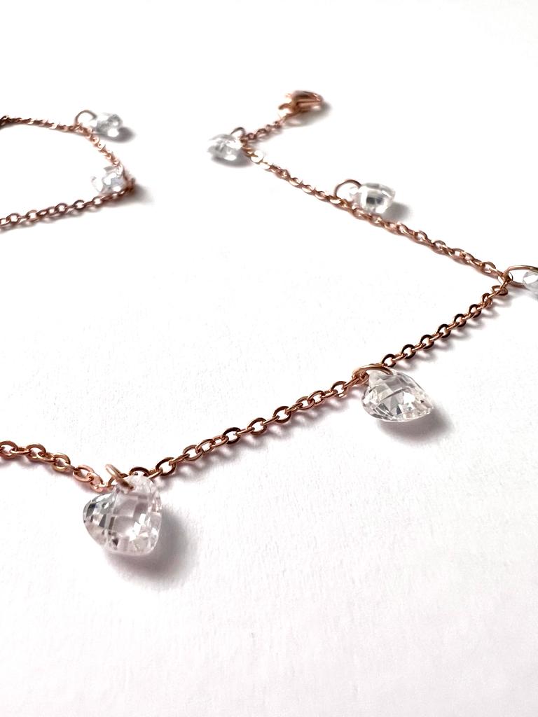 Rose Silver Hearts Bracelet