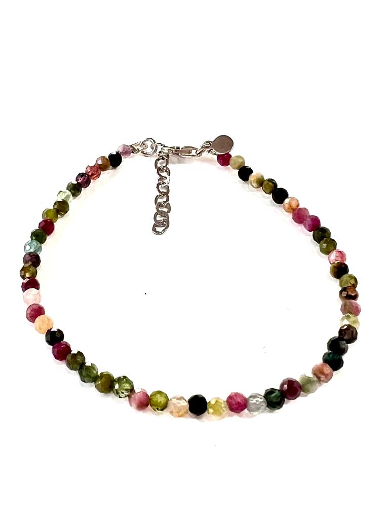 Pulseira Pedras Coloridas em Prata