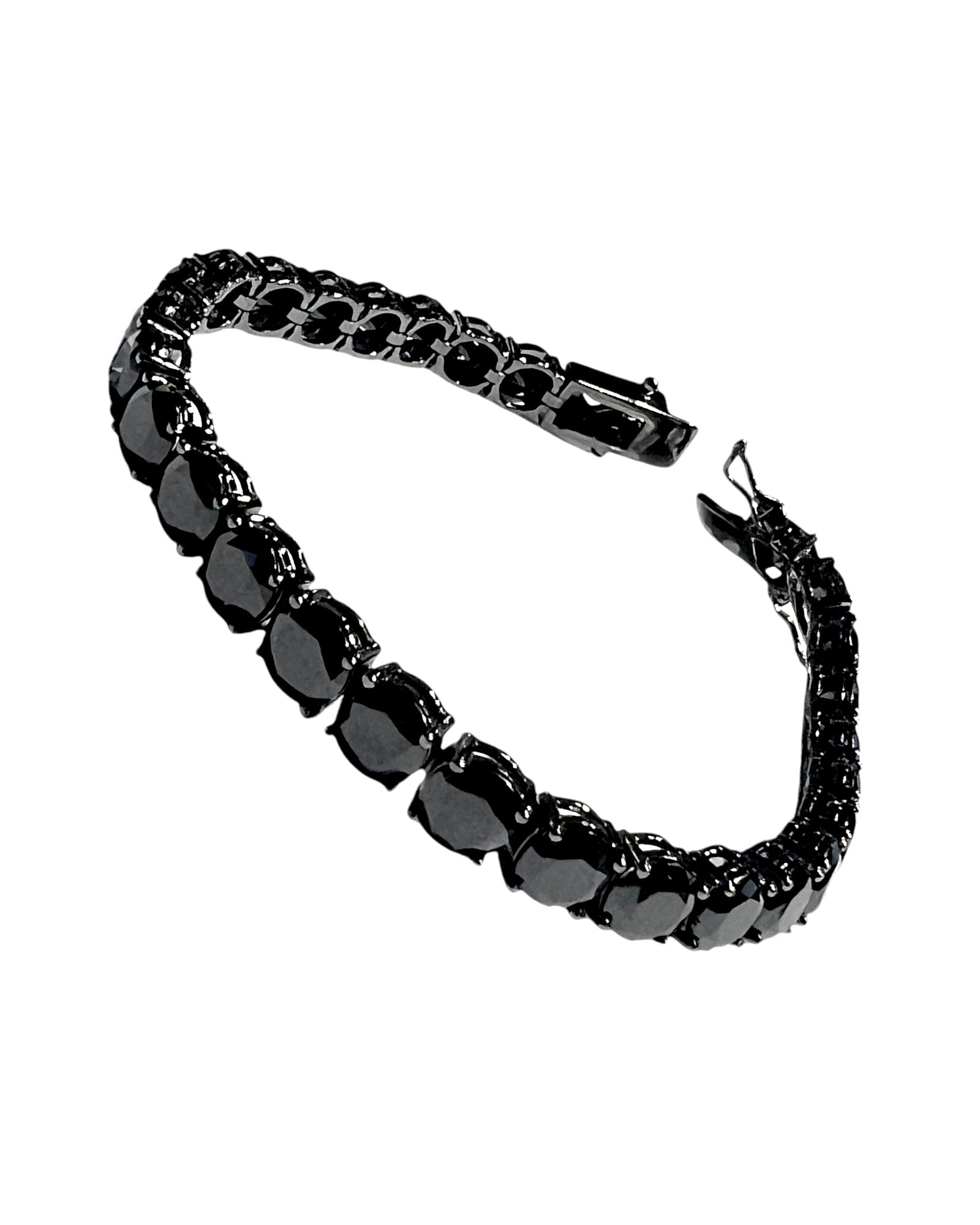 Pulseira Brilhos Pretos em Prata