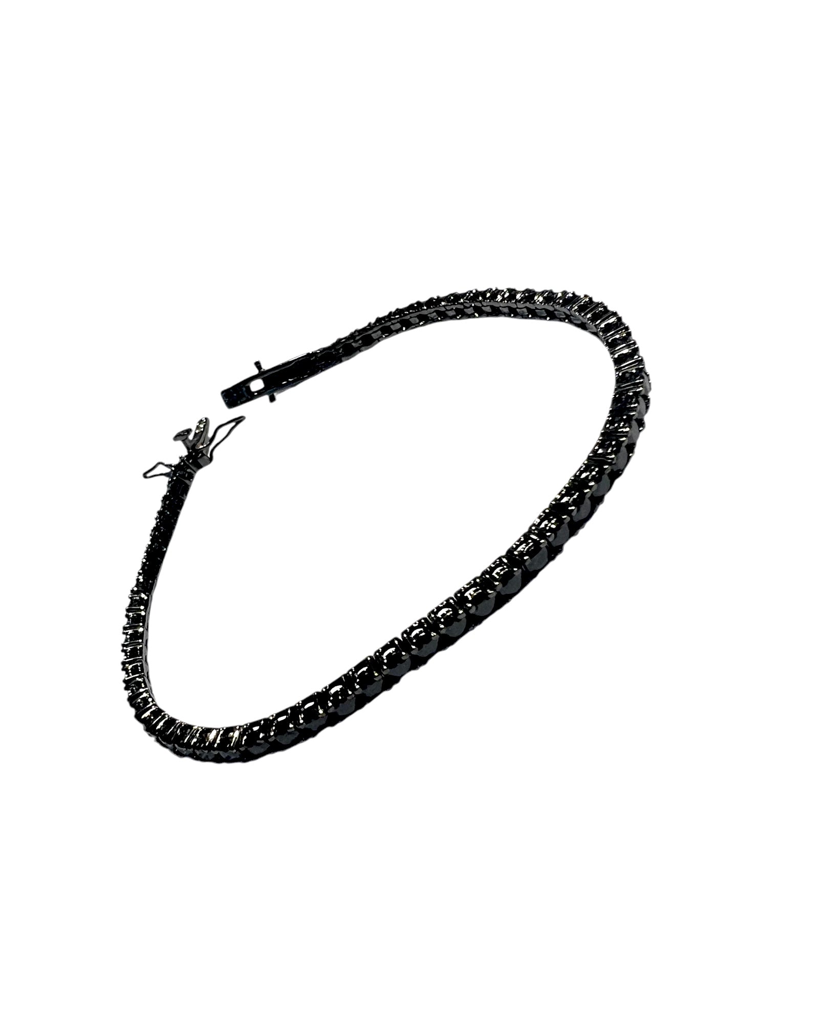 Pulseira Brilhos Pretos em Prata