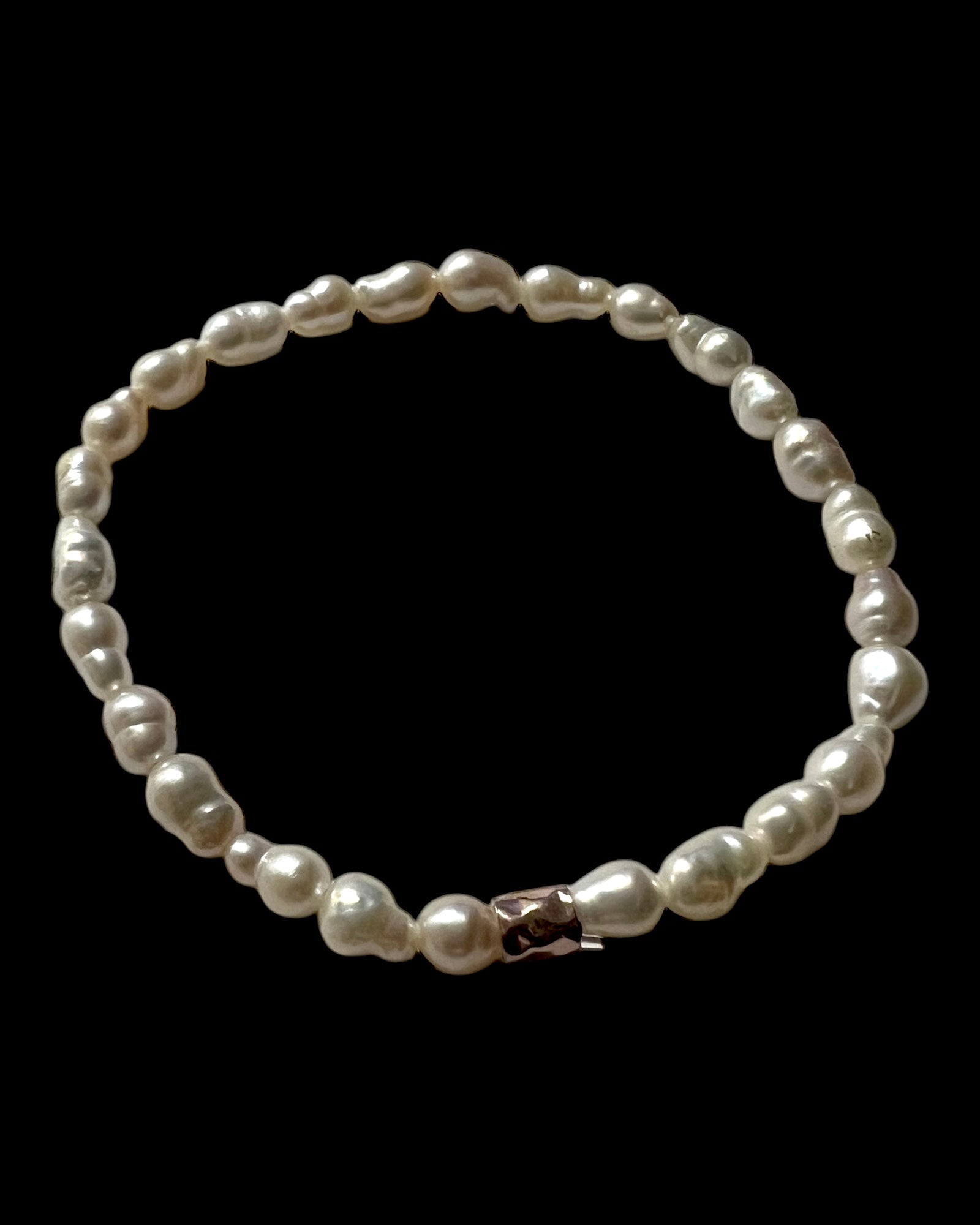 Pink Silver Pearl Bracelet