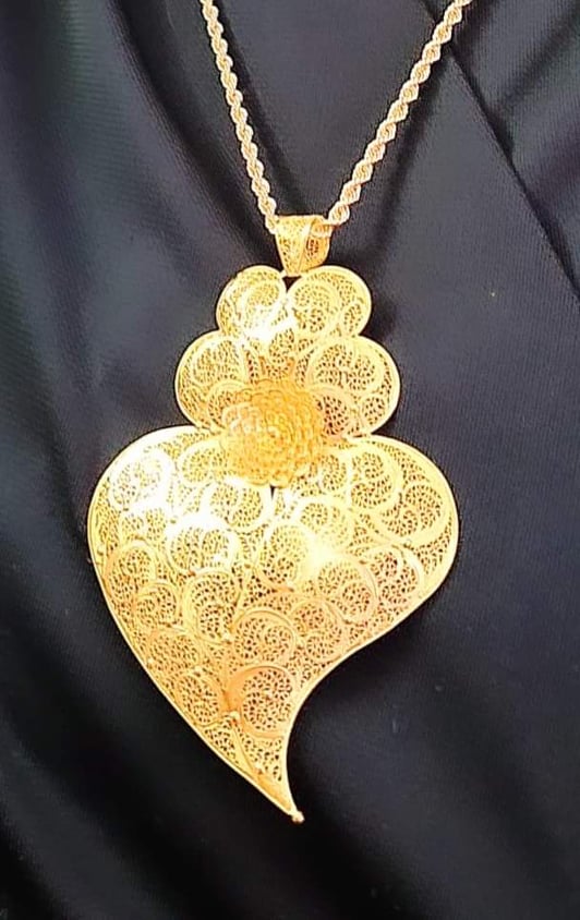 Medalha Coração de Viana de Filigrana em Ouro 19kl