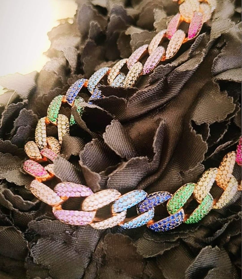 Colorful Chain Necklace in Pink Silver