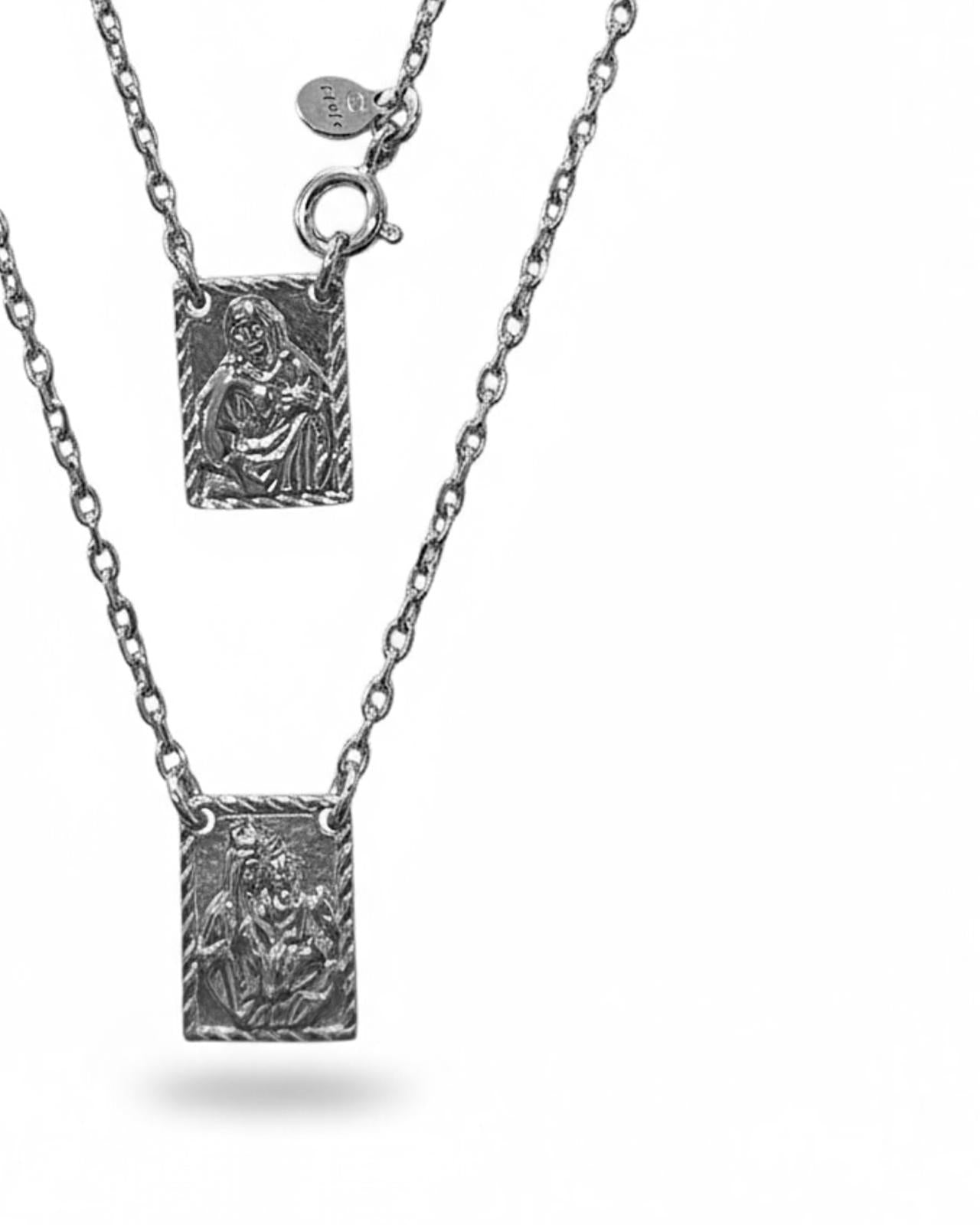 M - Escapulário Malha Tradicional em Prata Branca