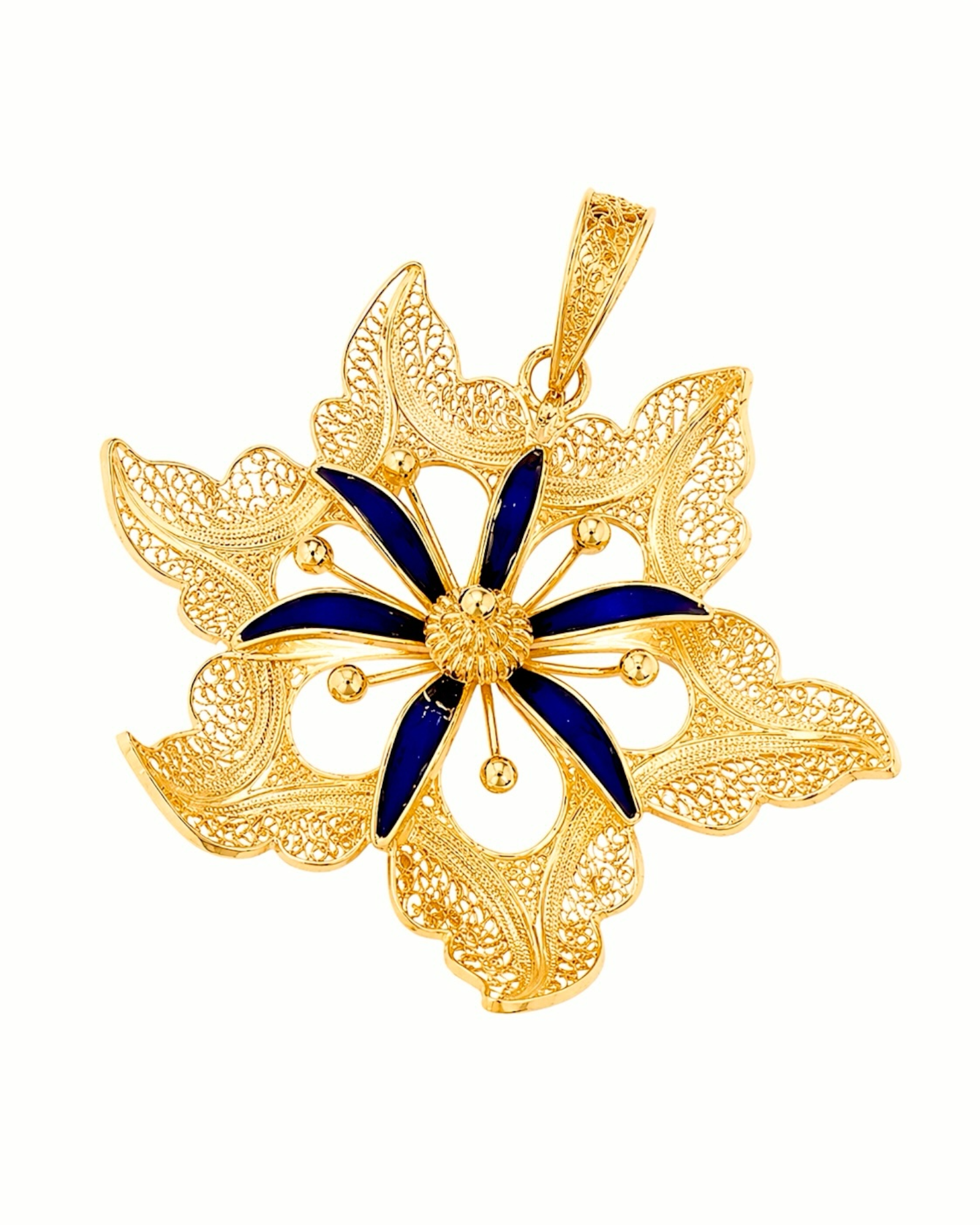 Medalha Flor Filigrana em Prata Dourada