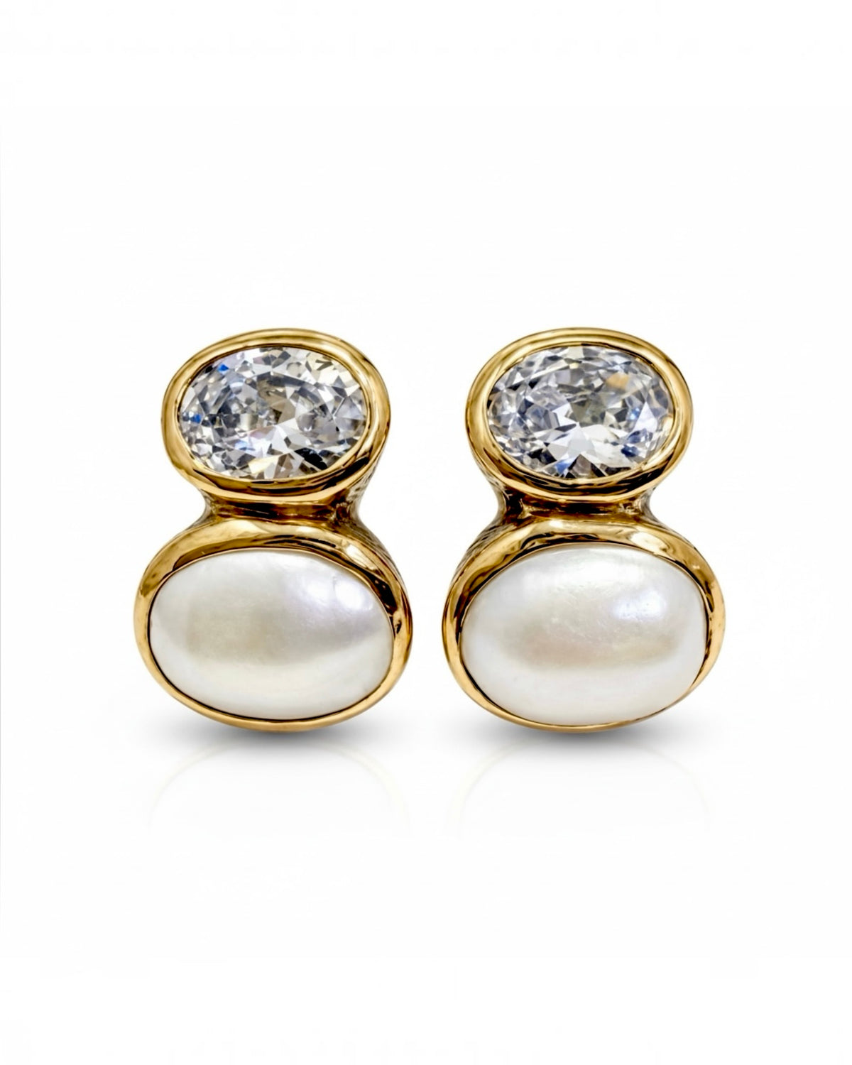 Pearl Earrings in Silver and Gold