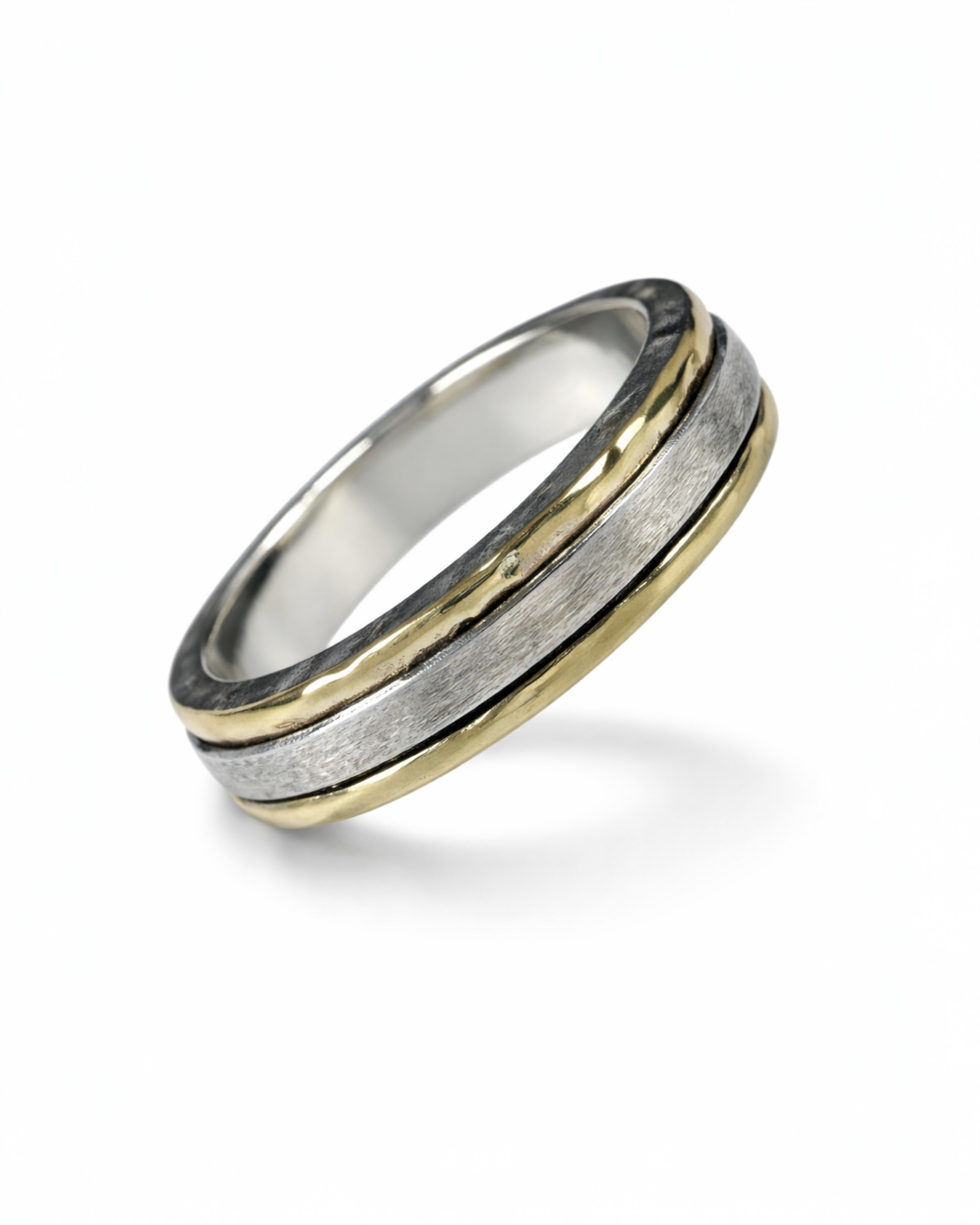 Simple Wedding Band Ring in Silver and Gold