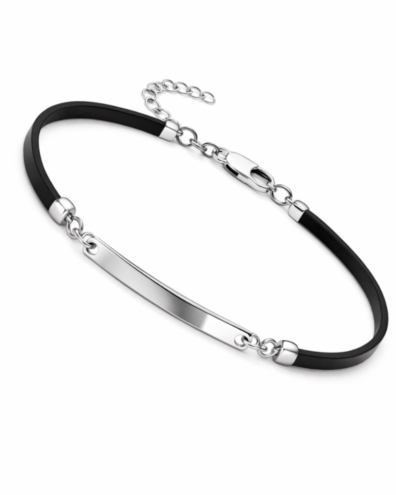 Black Bracelet with Silver for Men
