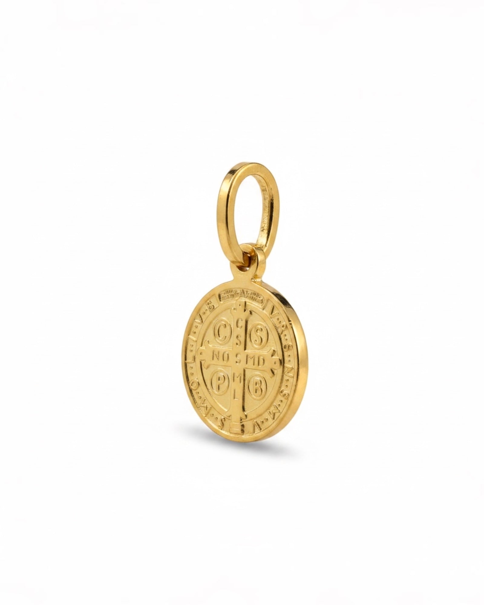 Medalha São Bento Mini em Prata Dourada