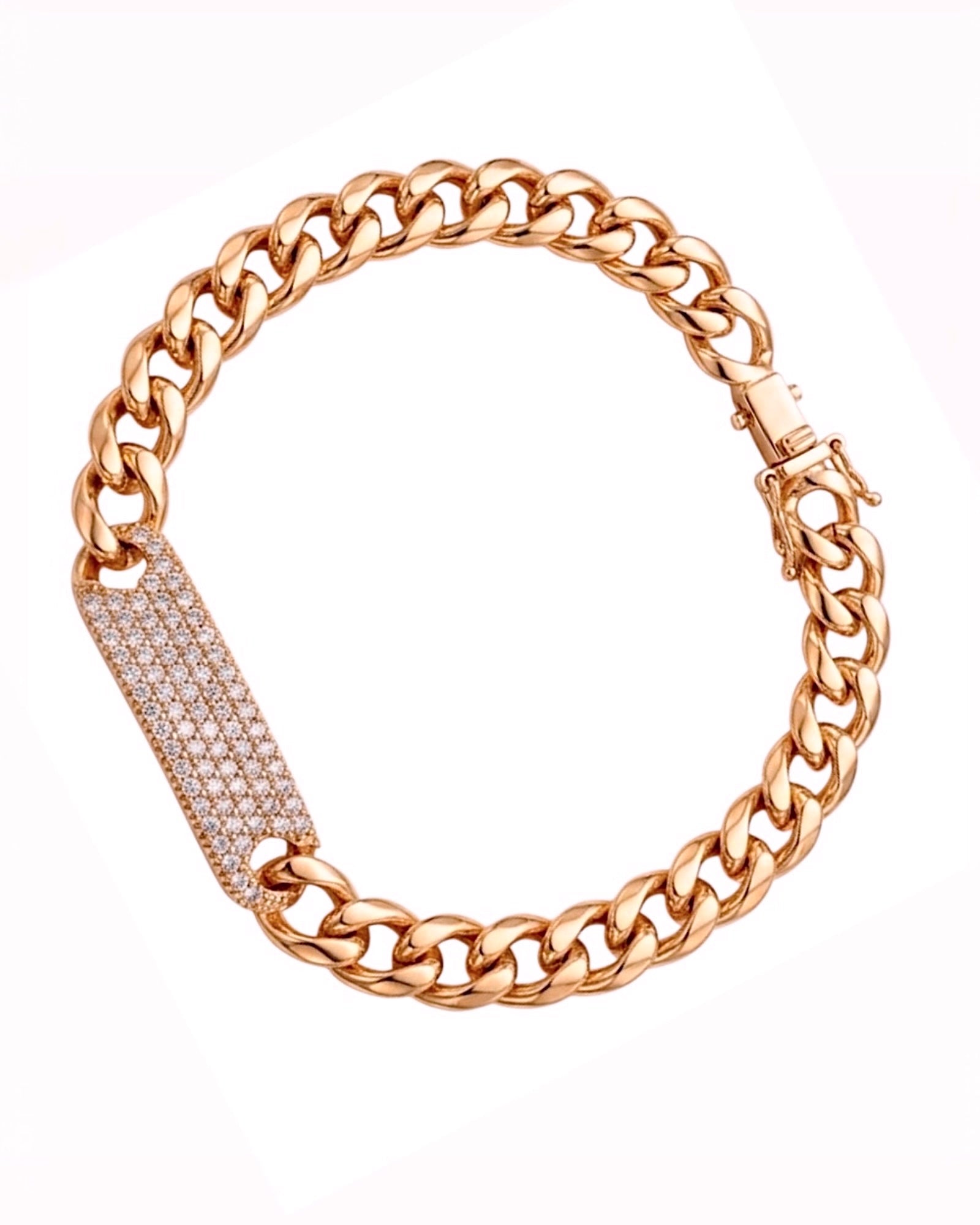 Pulseira Centro Brilhante em Prata Rosa