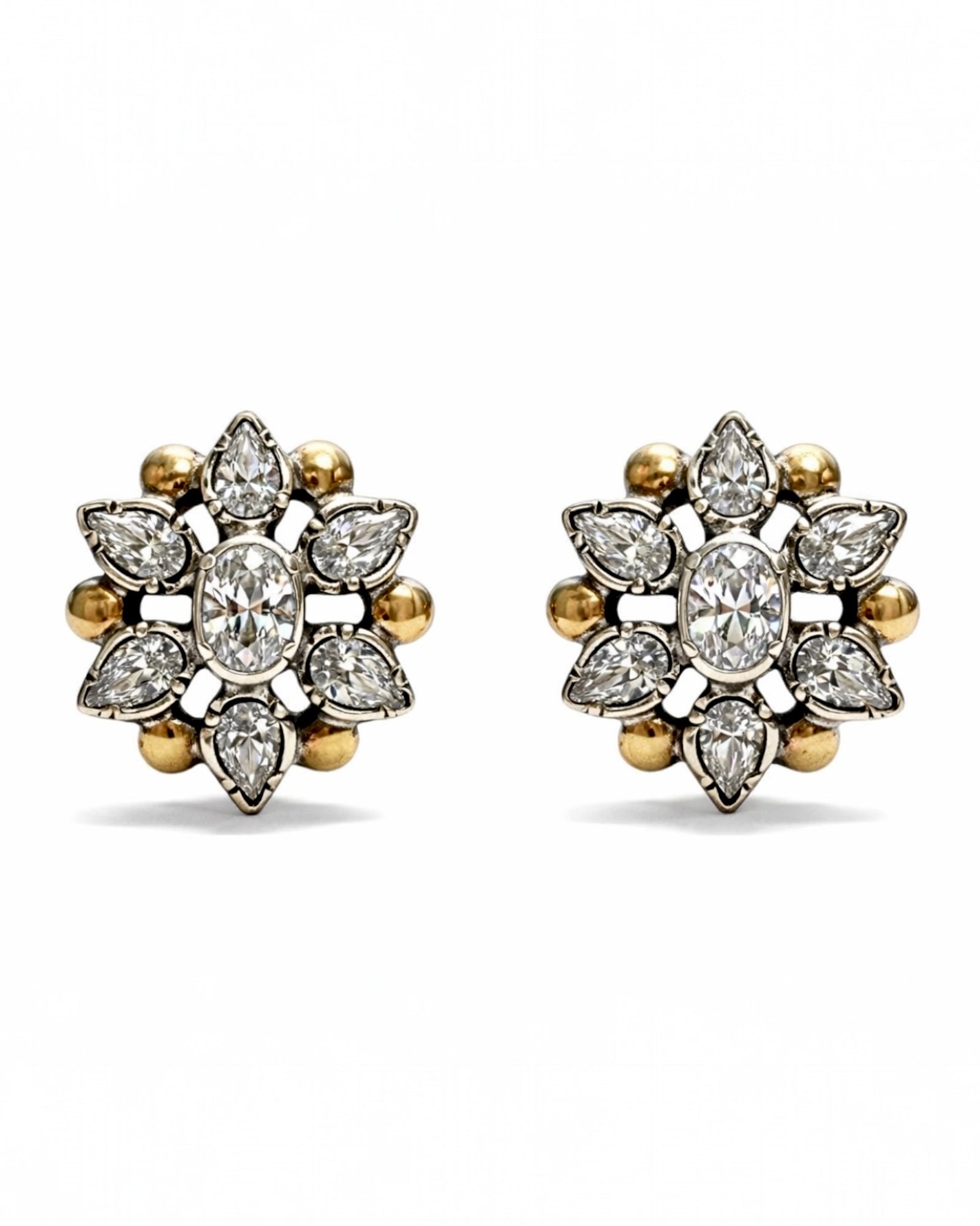 Flower Earrings in Silver and Gold