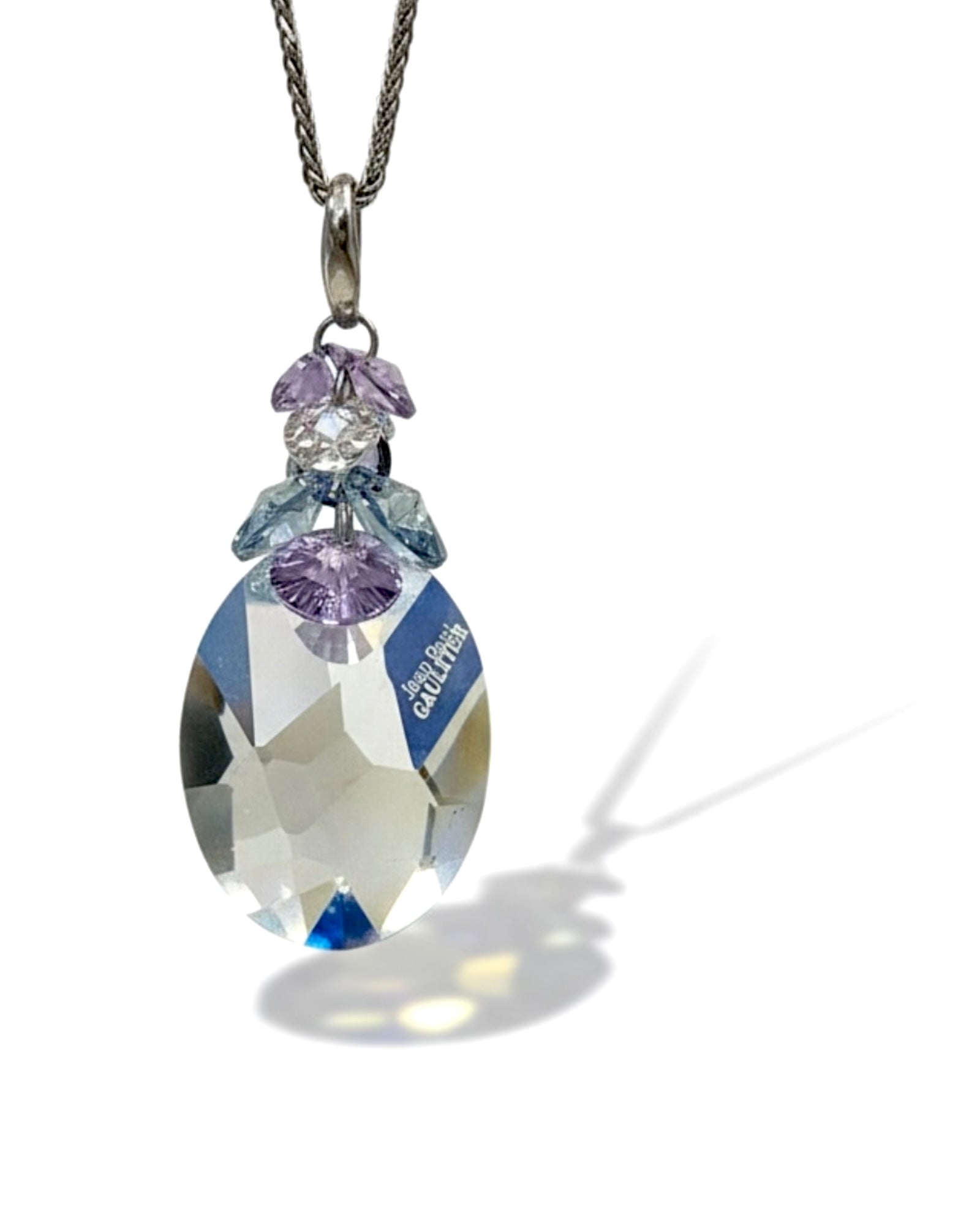 Colar com Cristais em Prata Branca