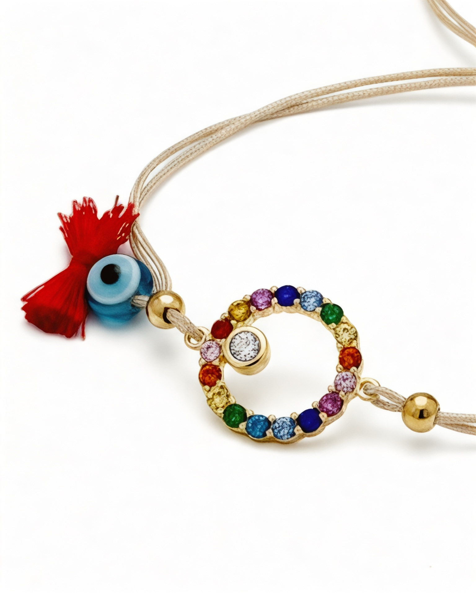 Rainbow Silk Bracelet in Gold-Plated Silver