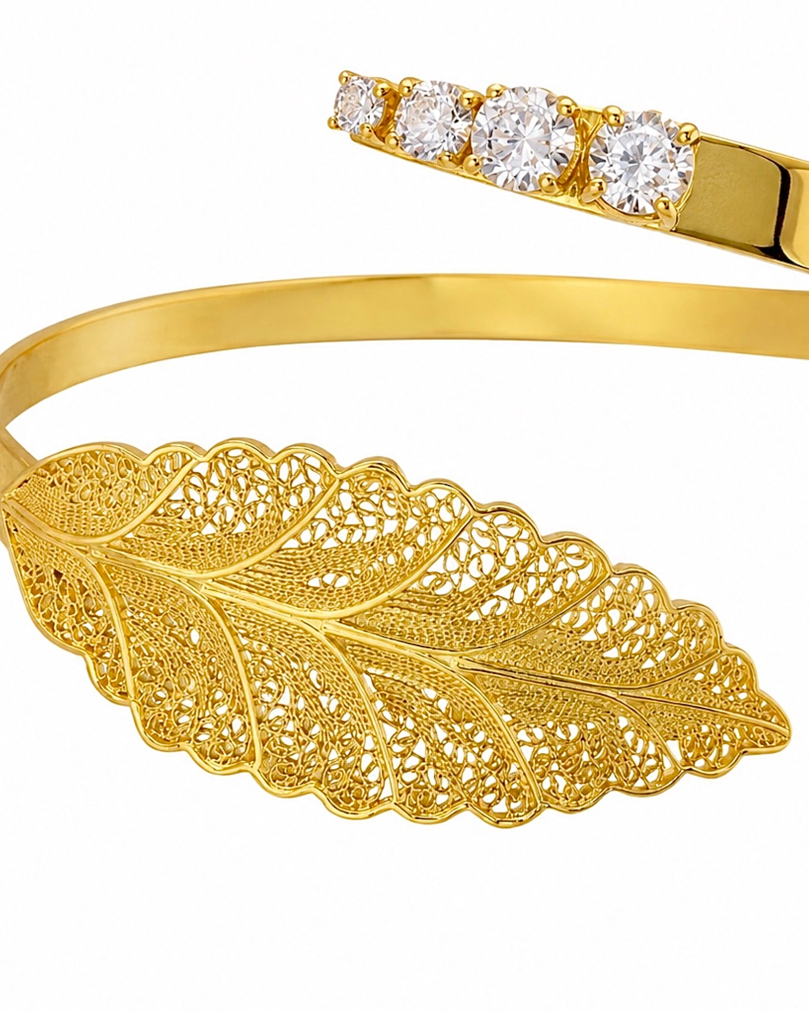 Filigree Leaf Bracelet in Gold-Plated Silver