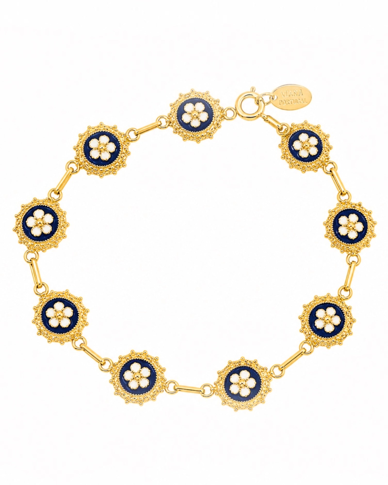 Pulseira de Caramujo Azul em Prata Dourada