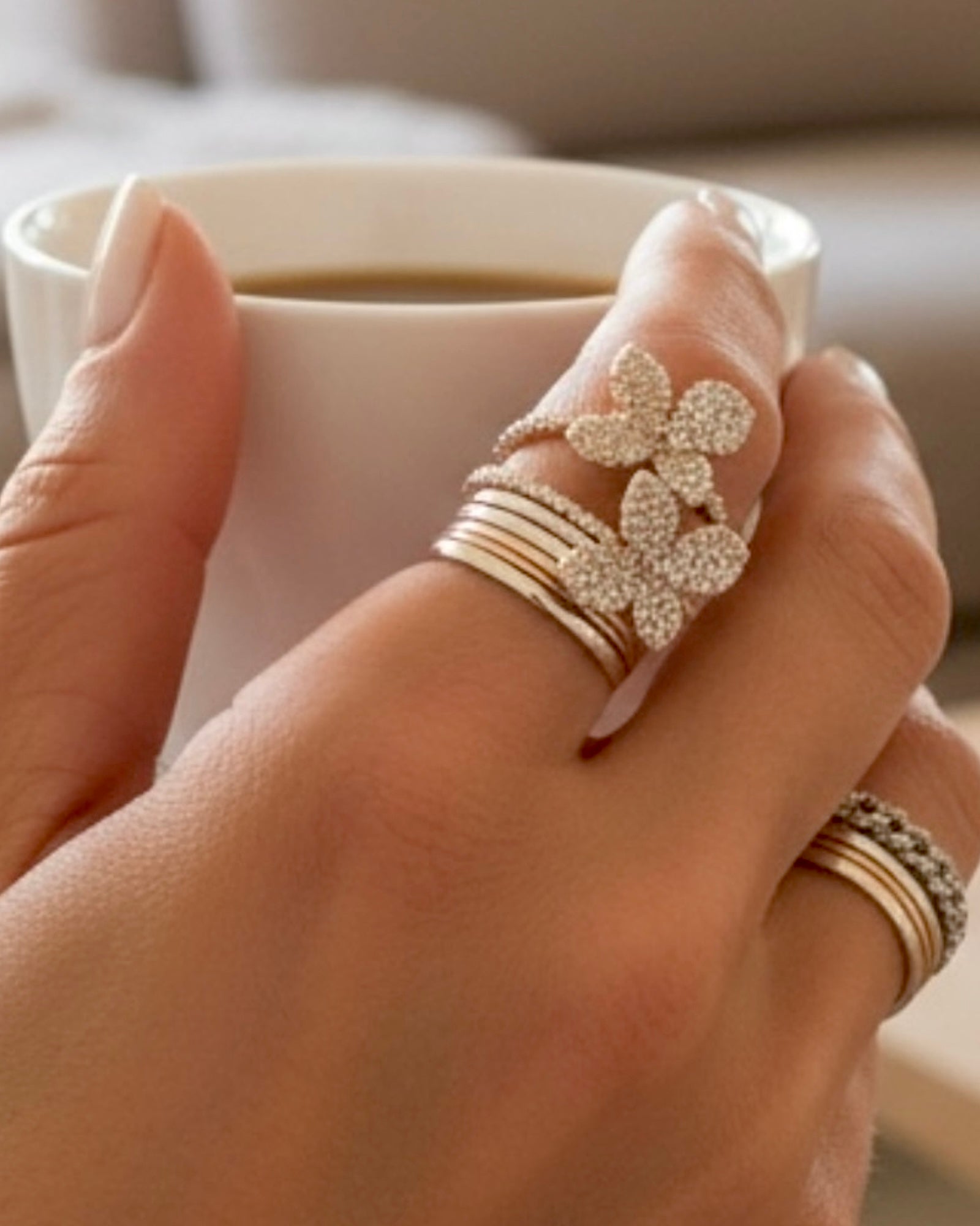 Anel Pétalas em Prata Rosa