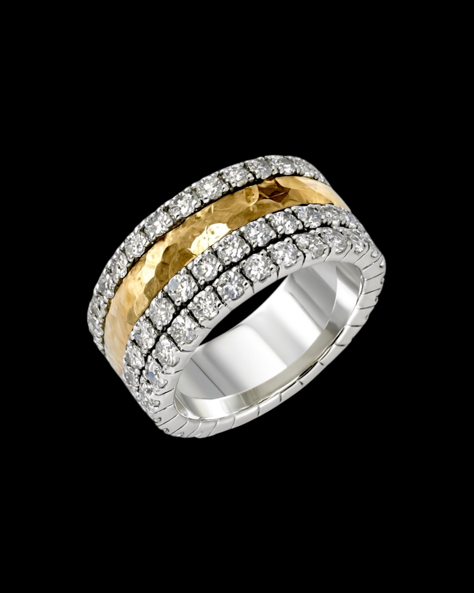 Anti-Stress Ring with Sparkles in Silver and Gold