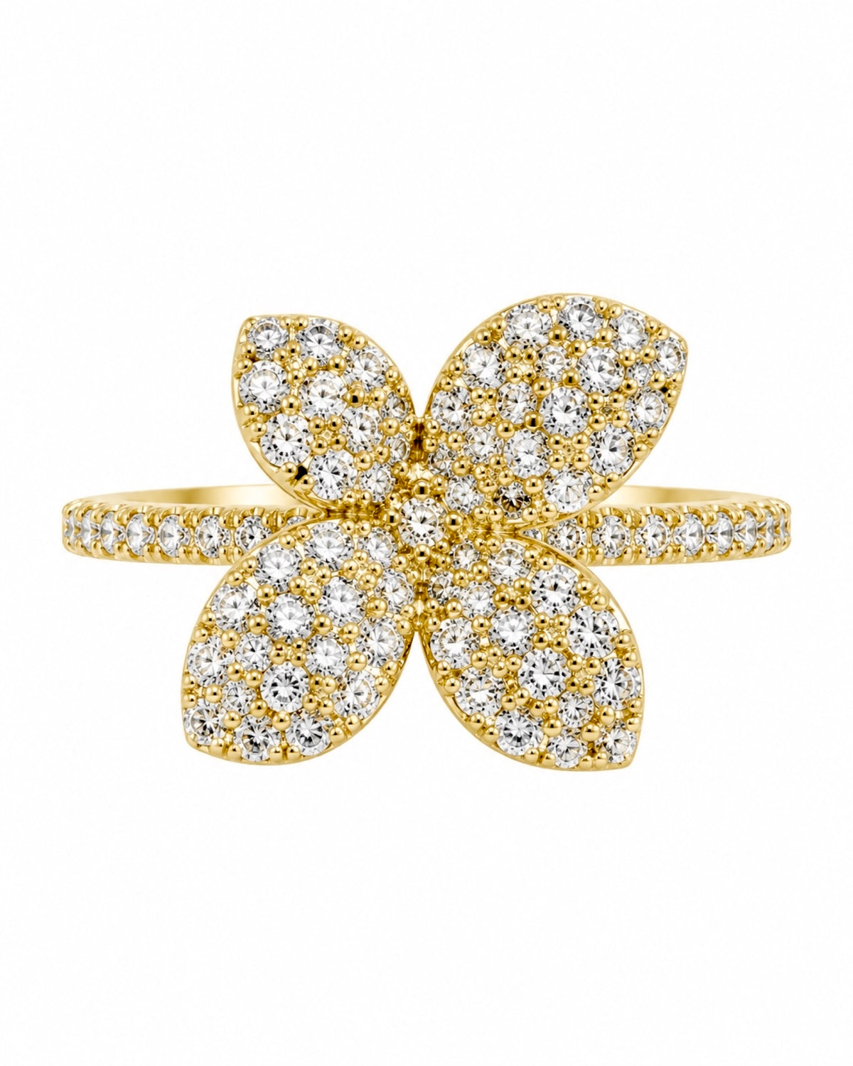 Gold-plated silver petal ring