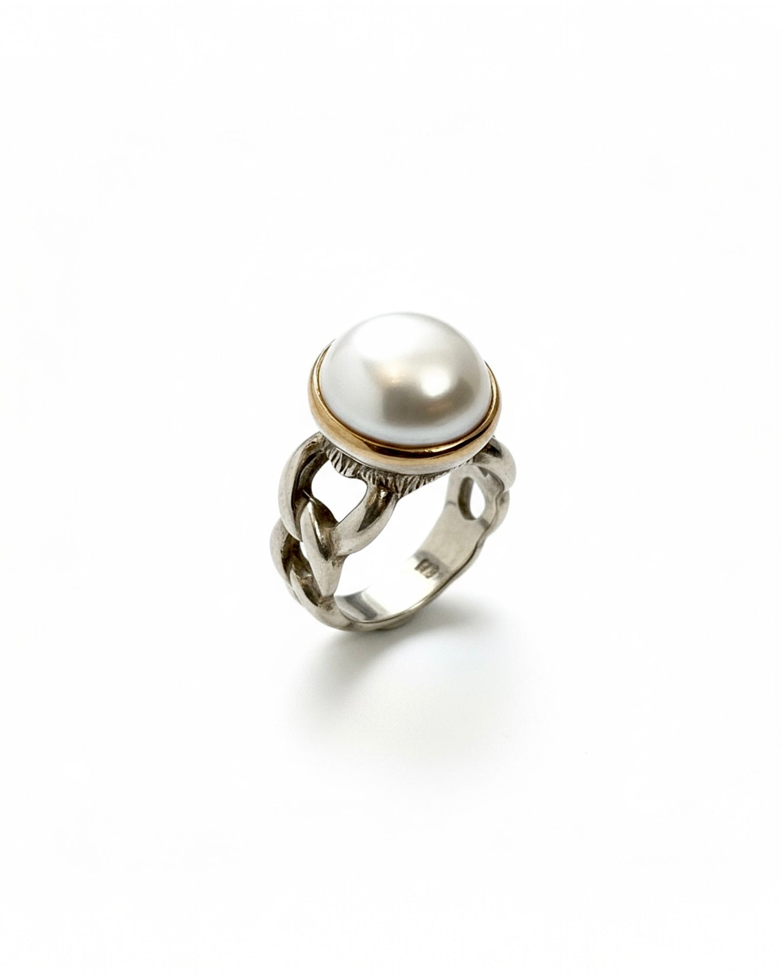 Pearl Ring in Silver and Gold