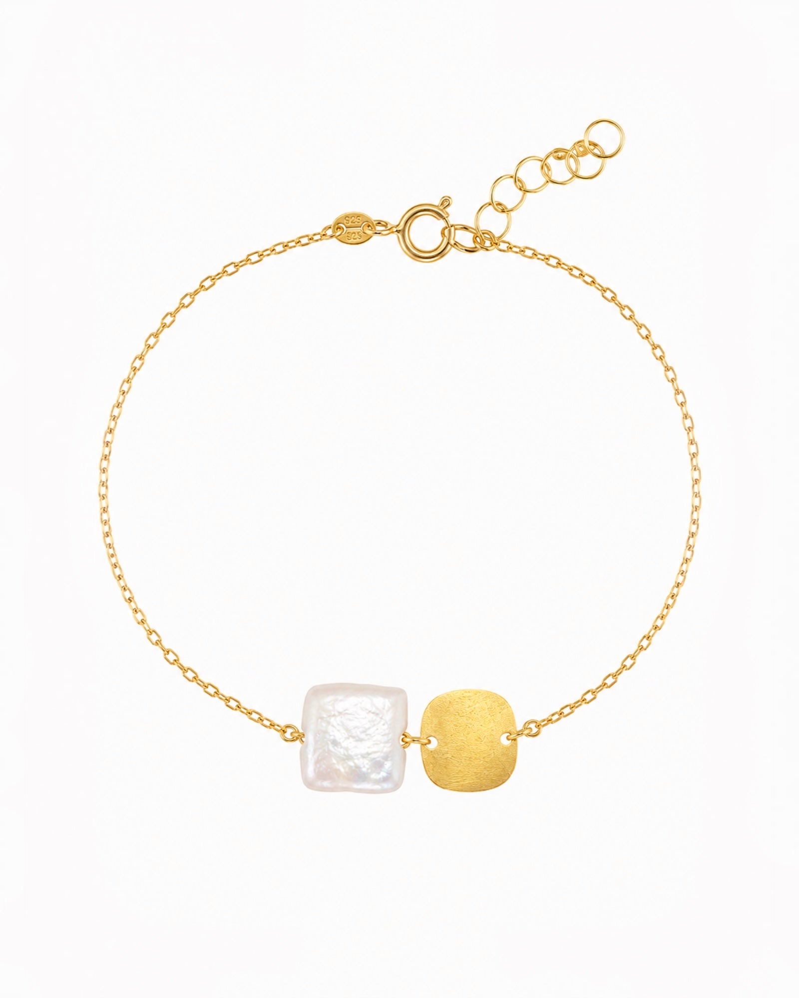 Pulseira em Prata Dourada com Pérola