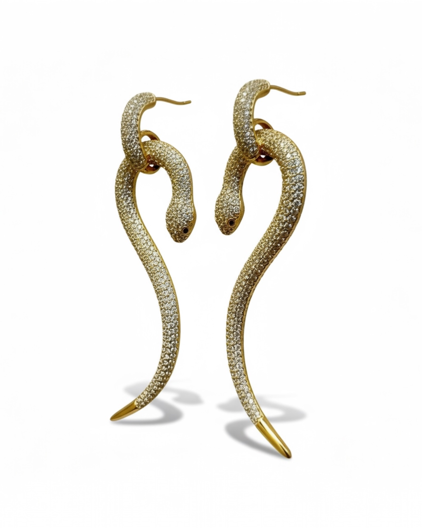 Brincos Cobra em Prata Dourada