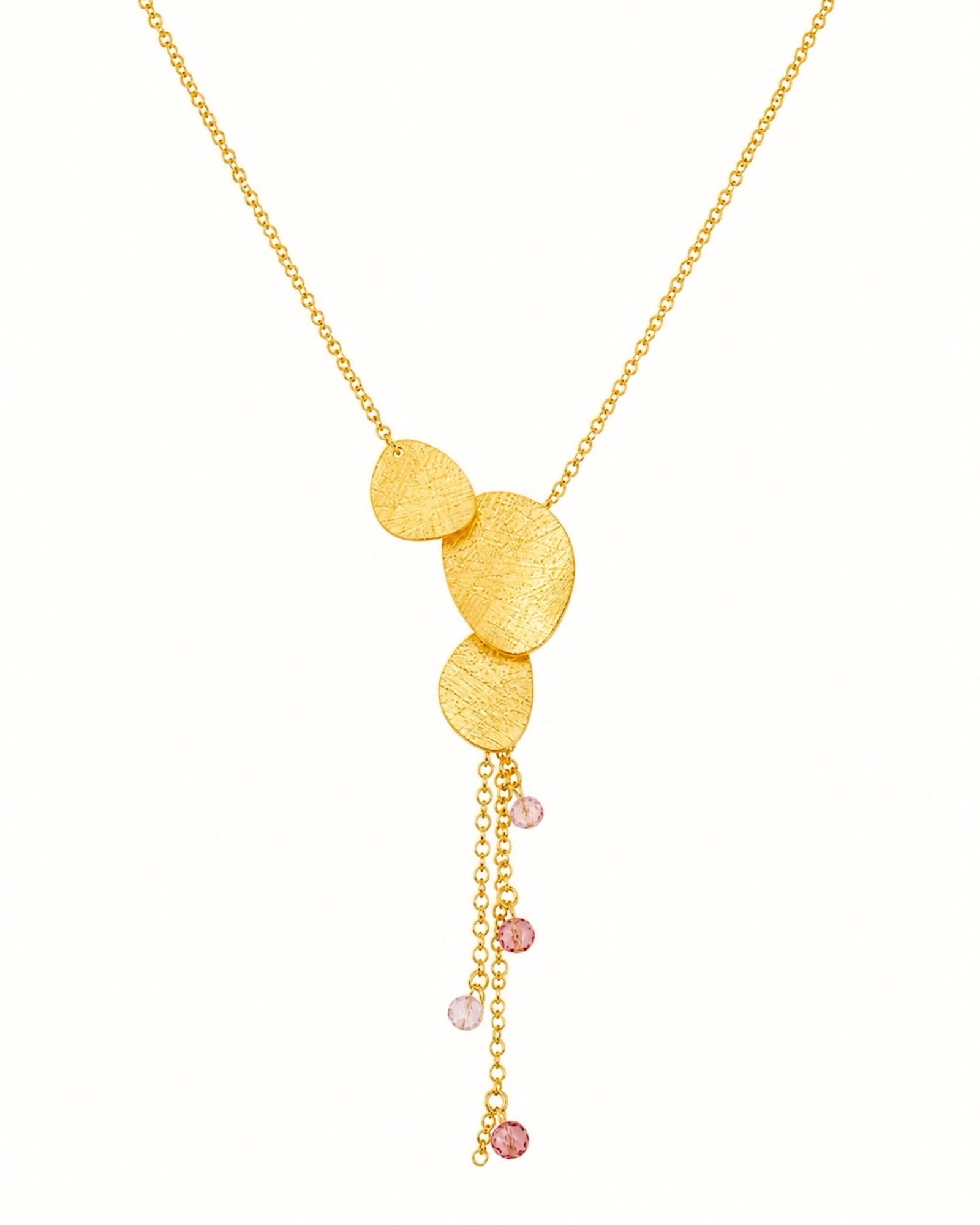 Colar Rosa em Prata Dourada