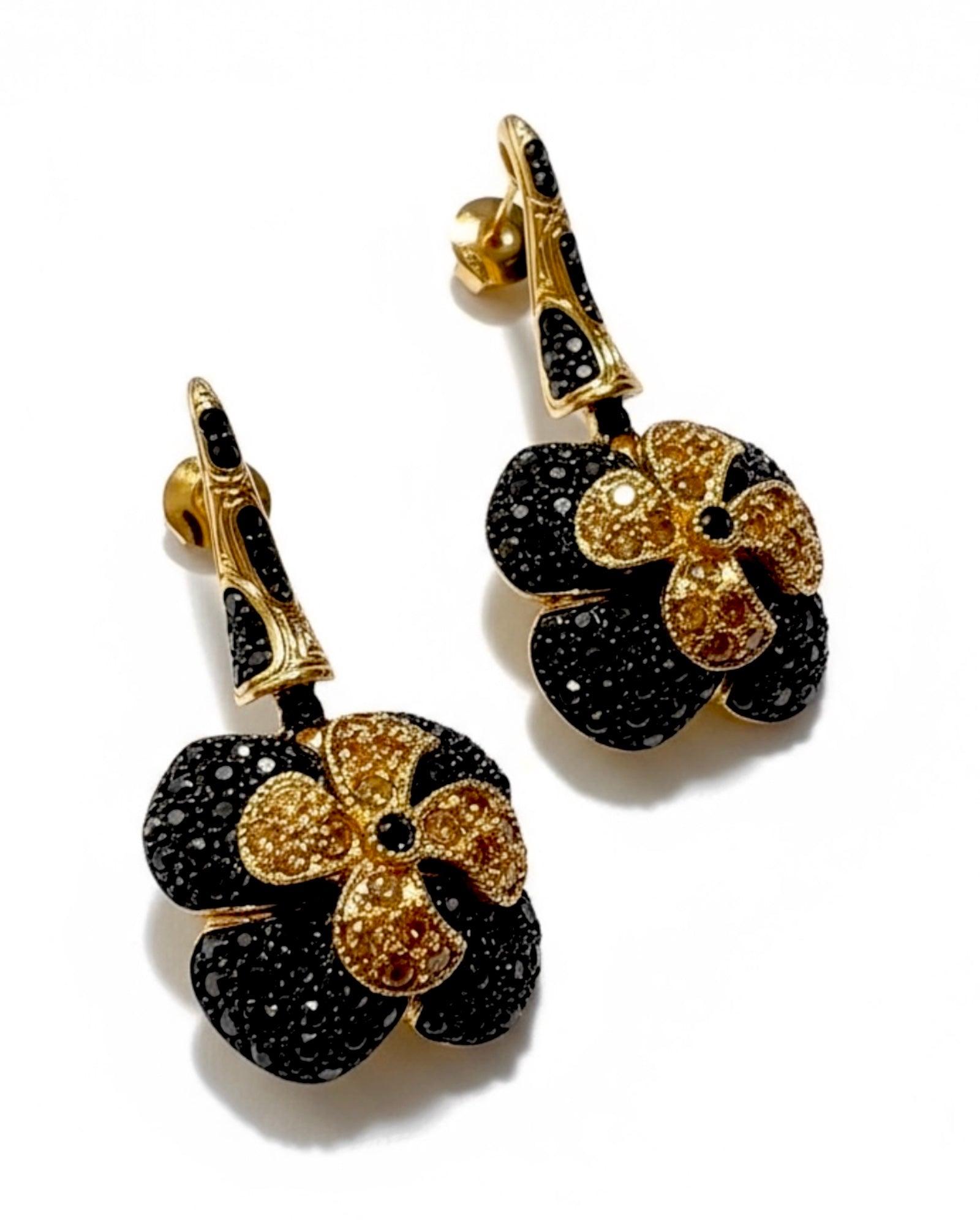 Gold-plated silver flower earrings