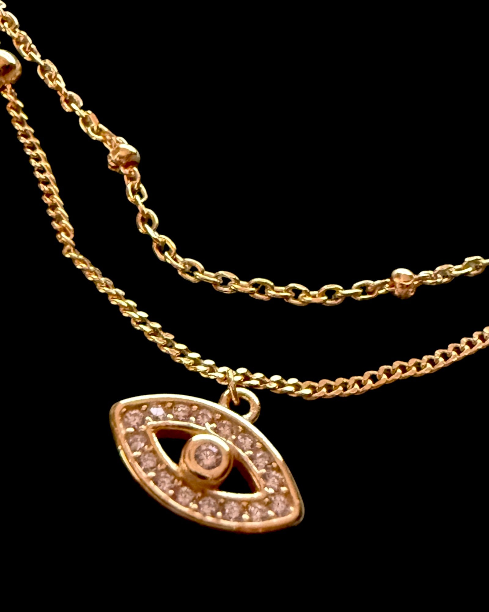 Pulseira com Olho da Sorte  em Prata Dourada