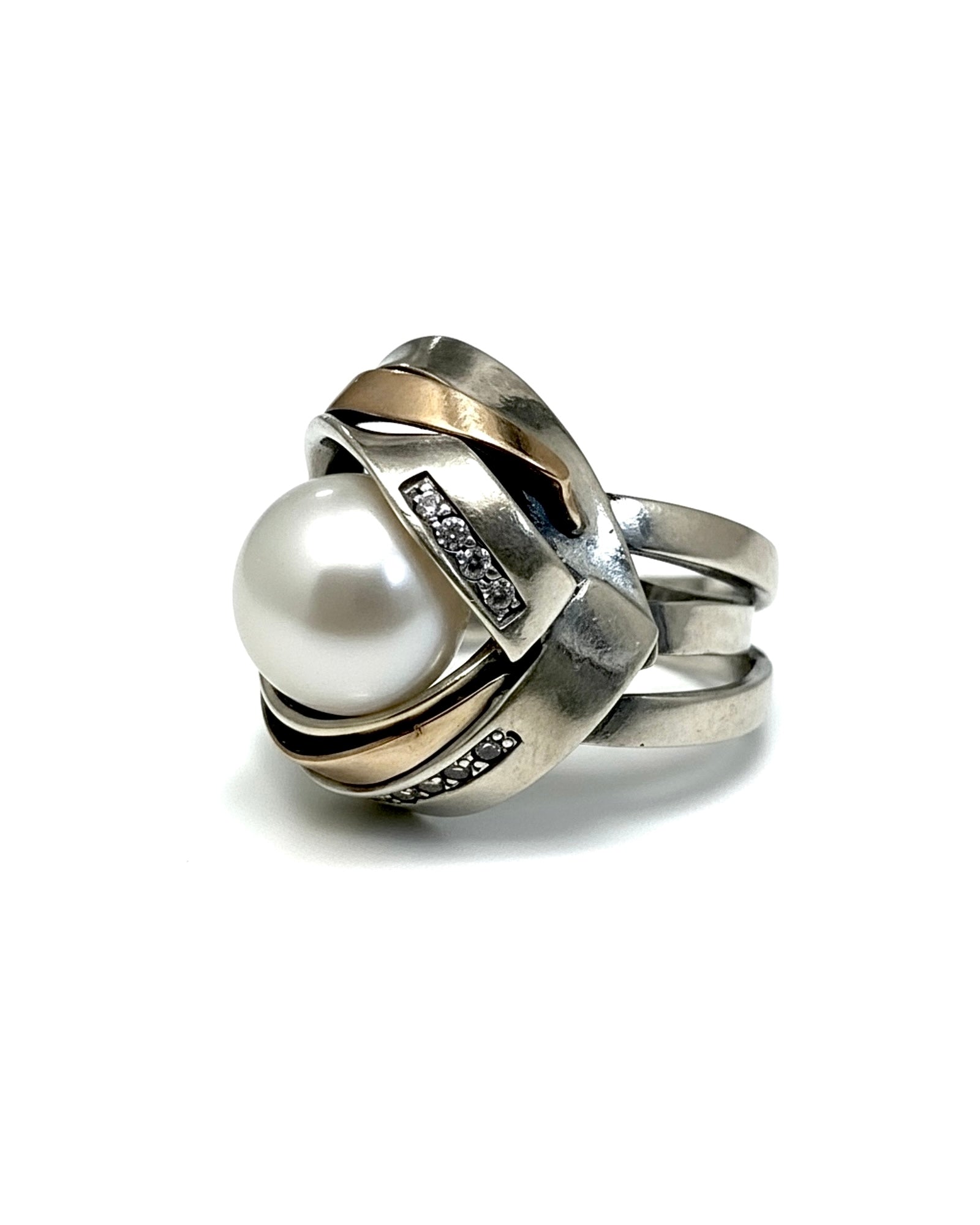 Pearl Ring in Silver and Gold