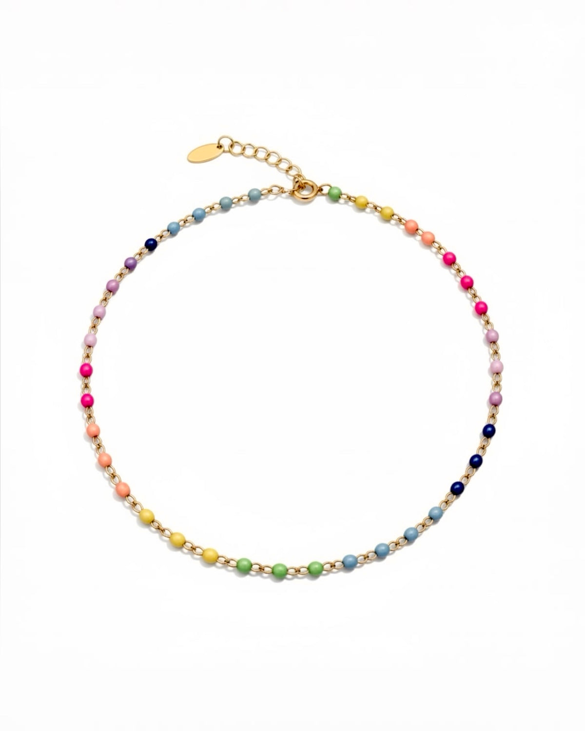 Pulseira de Pé / Tornozelo Colorida em Prata Dourada