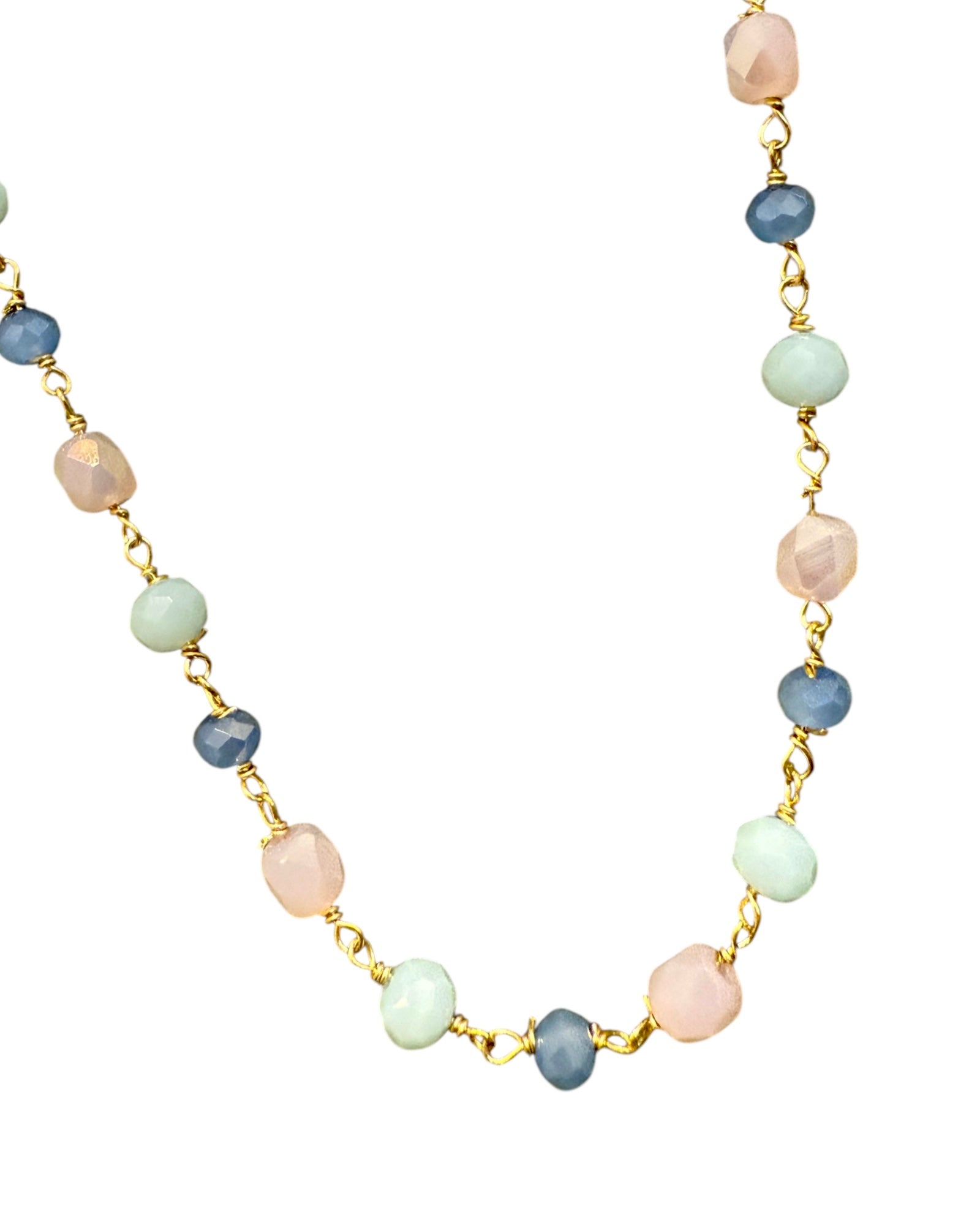 Rosary Necklace in Pink Silver