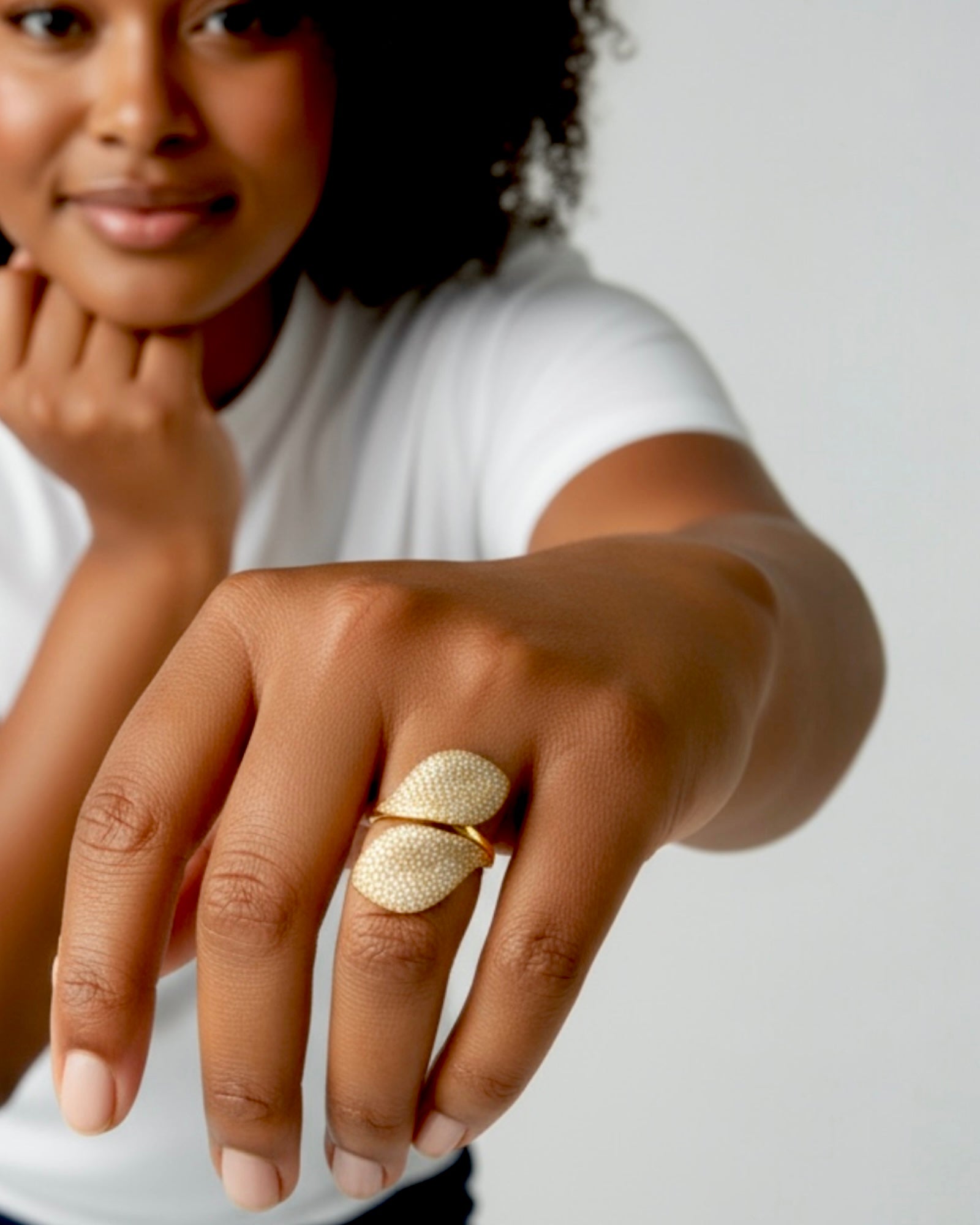 Two-Petal Ring in White Silver