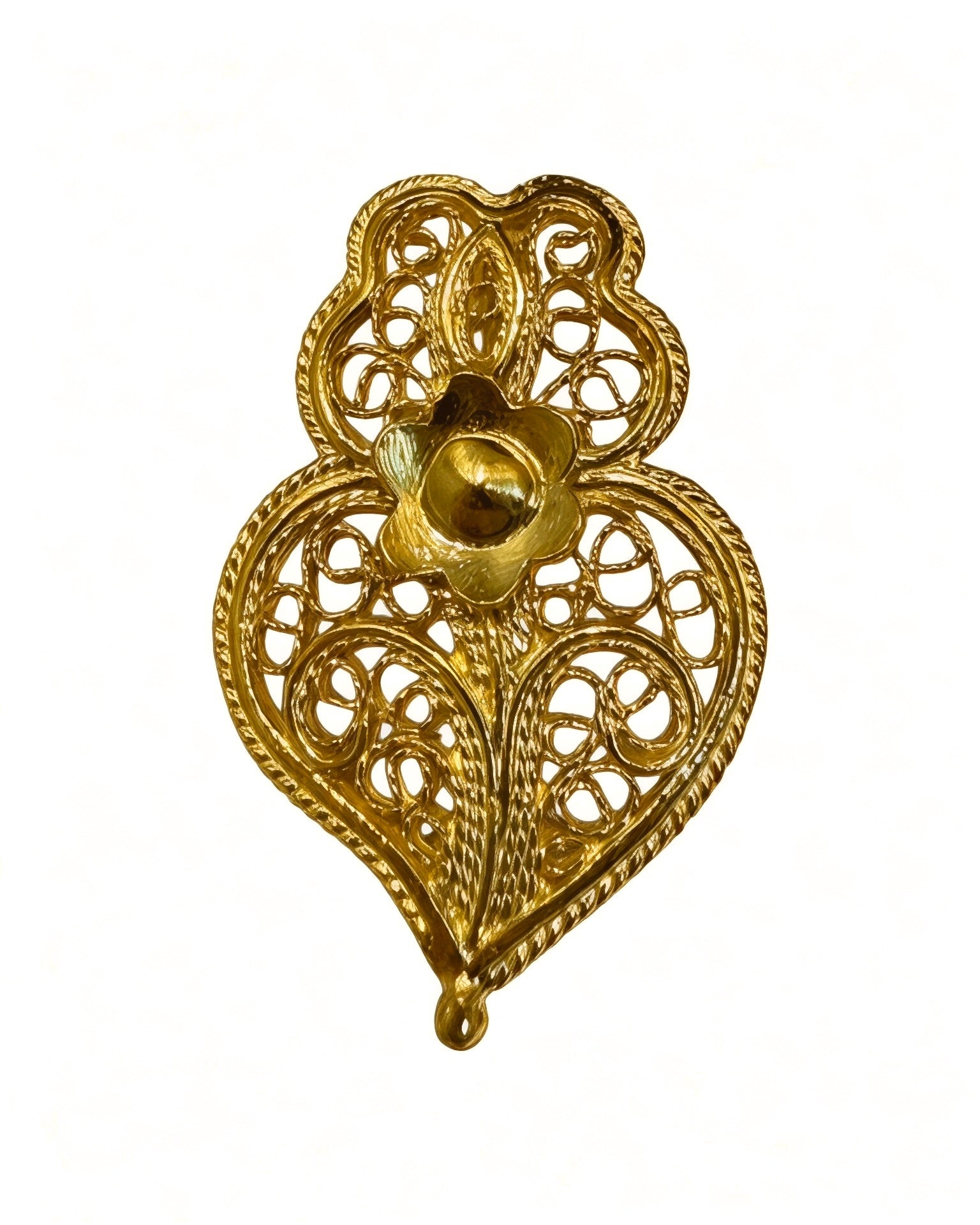 Alfinete  Coração em Prata Dourada