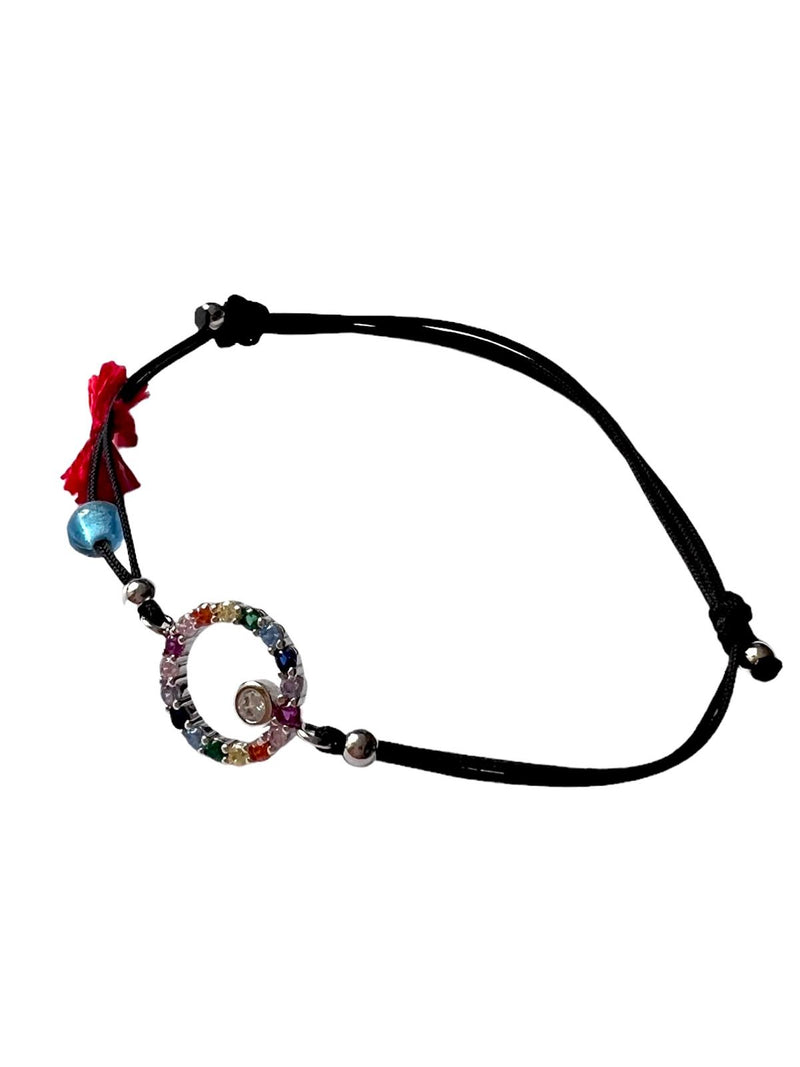 Pulseira Seda Colorida em Prata