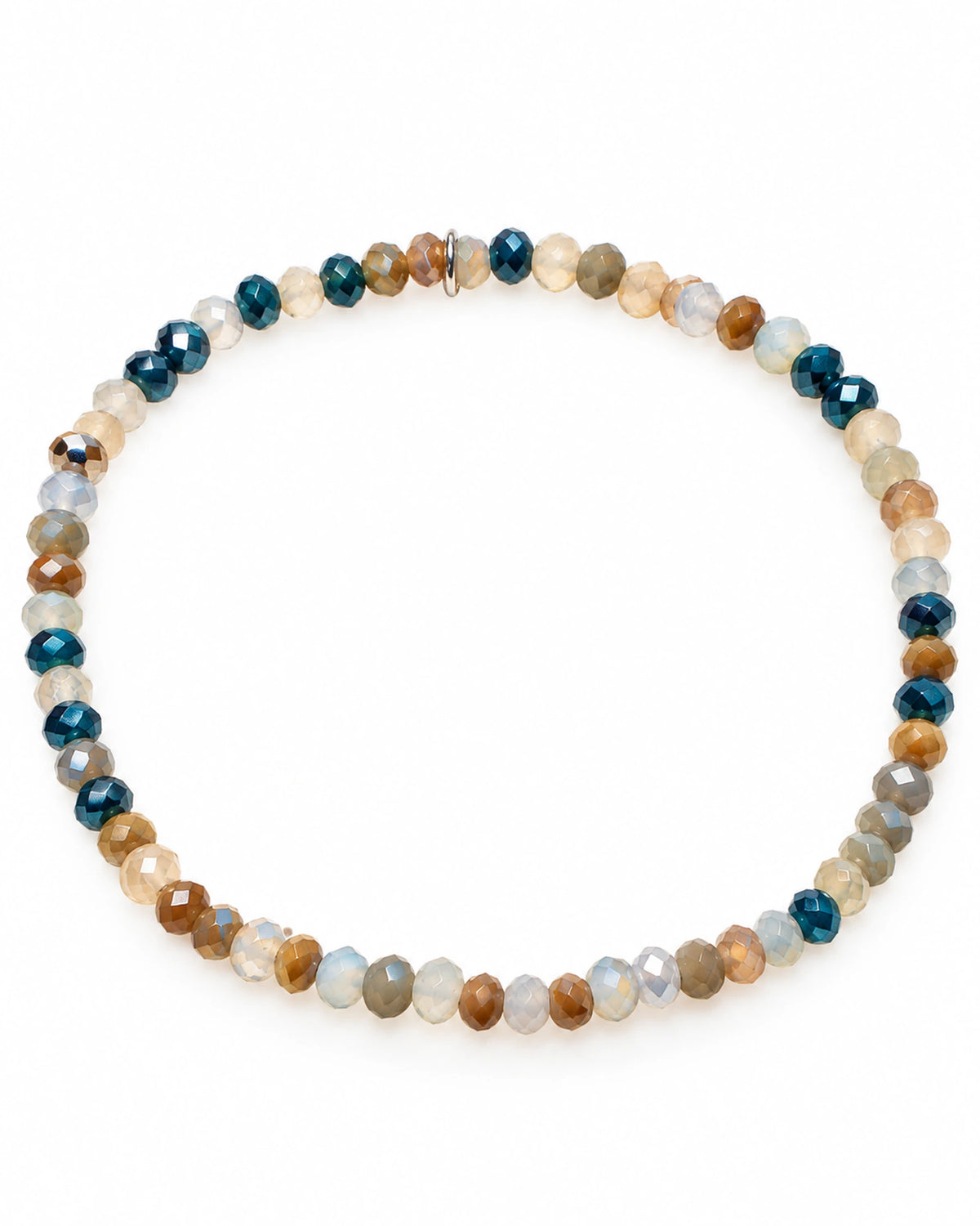 10 - Pulseira Pedras Tons de Azul e Areia com Prata