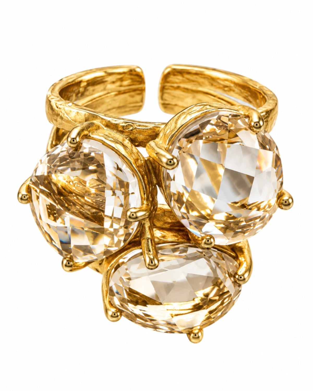 Gold-plated silver ring with gemstones.
