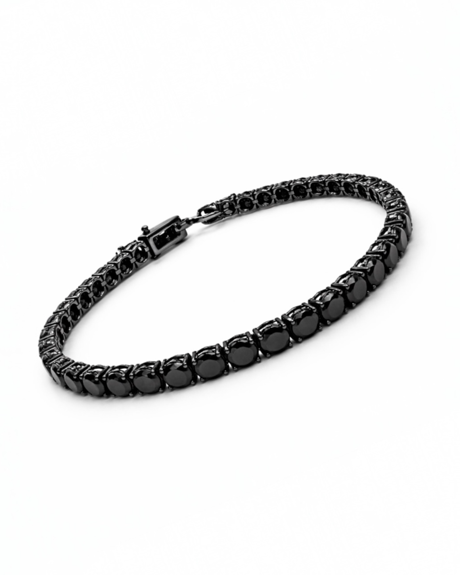 Black Glitter Bracelet in Silver