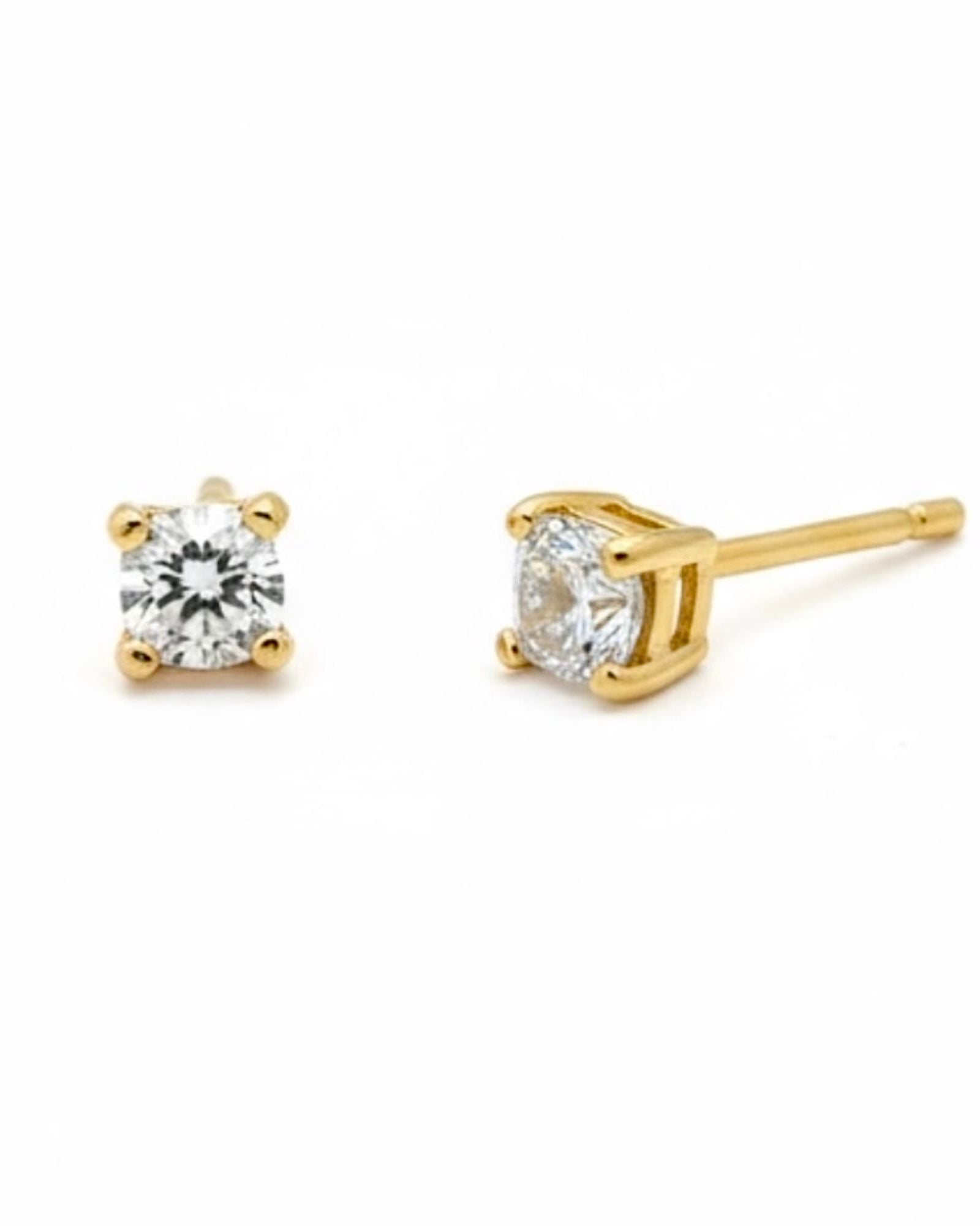 Solitaire Earrings in Gold-Plated Silver