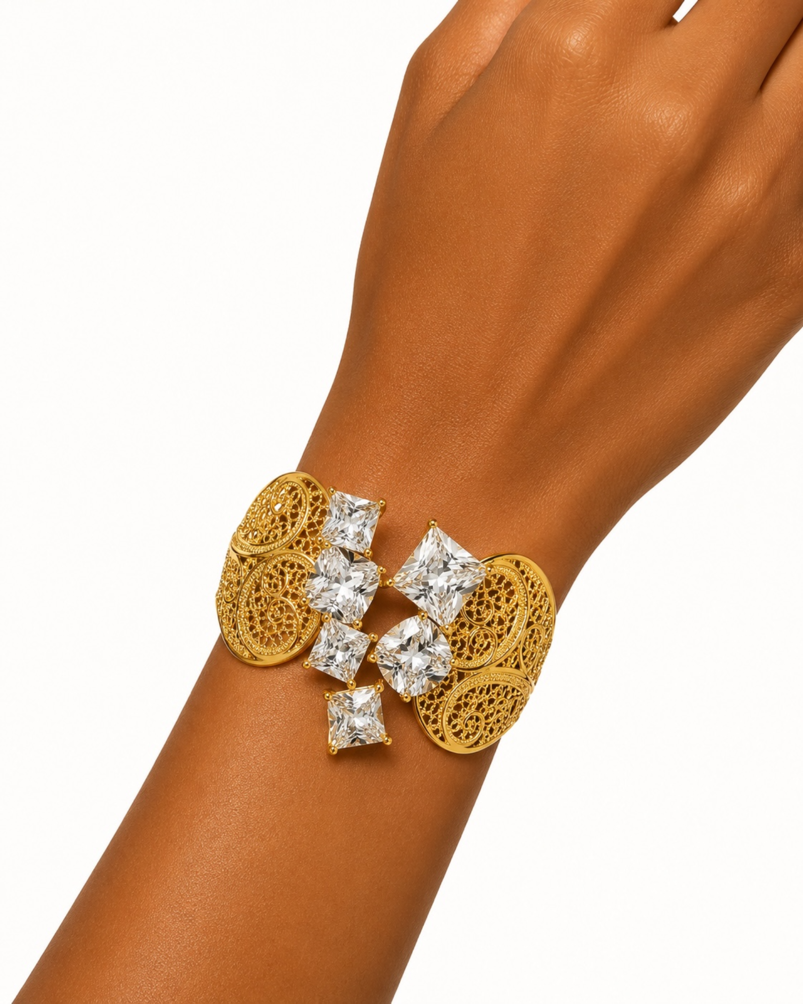 Pulseira Escrava em Filigrana de Viana e Prata Dourada