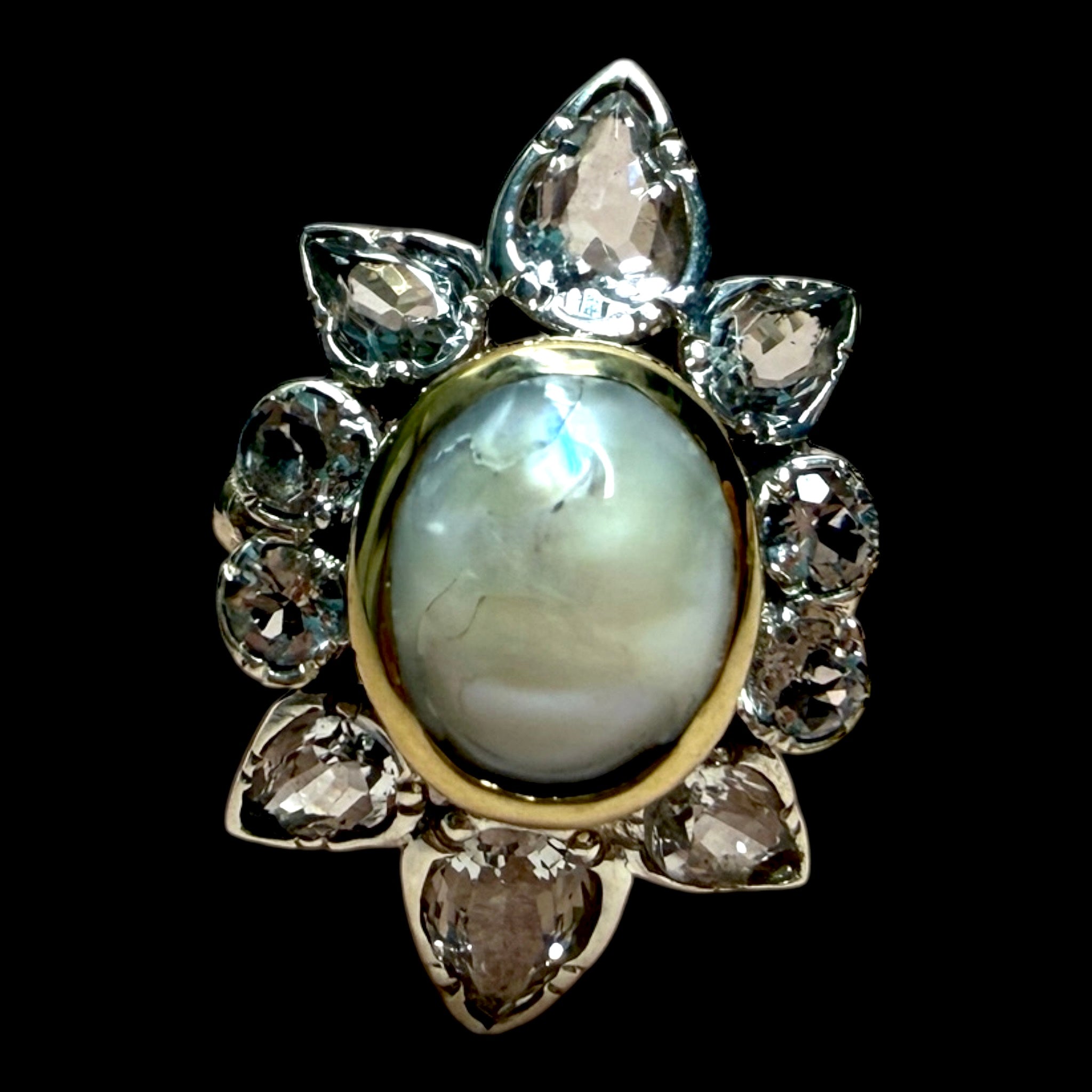 Pearl Ring in Silver and Gold