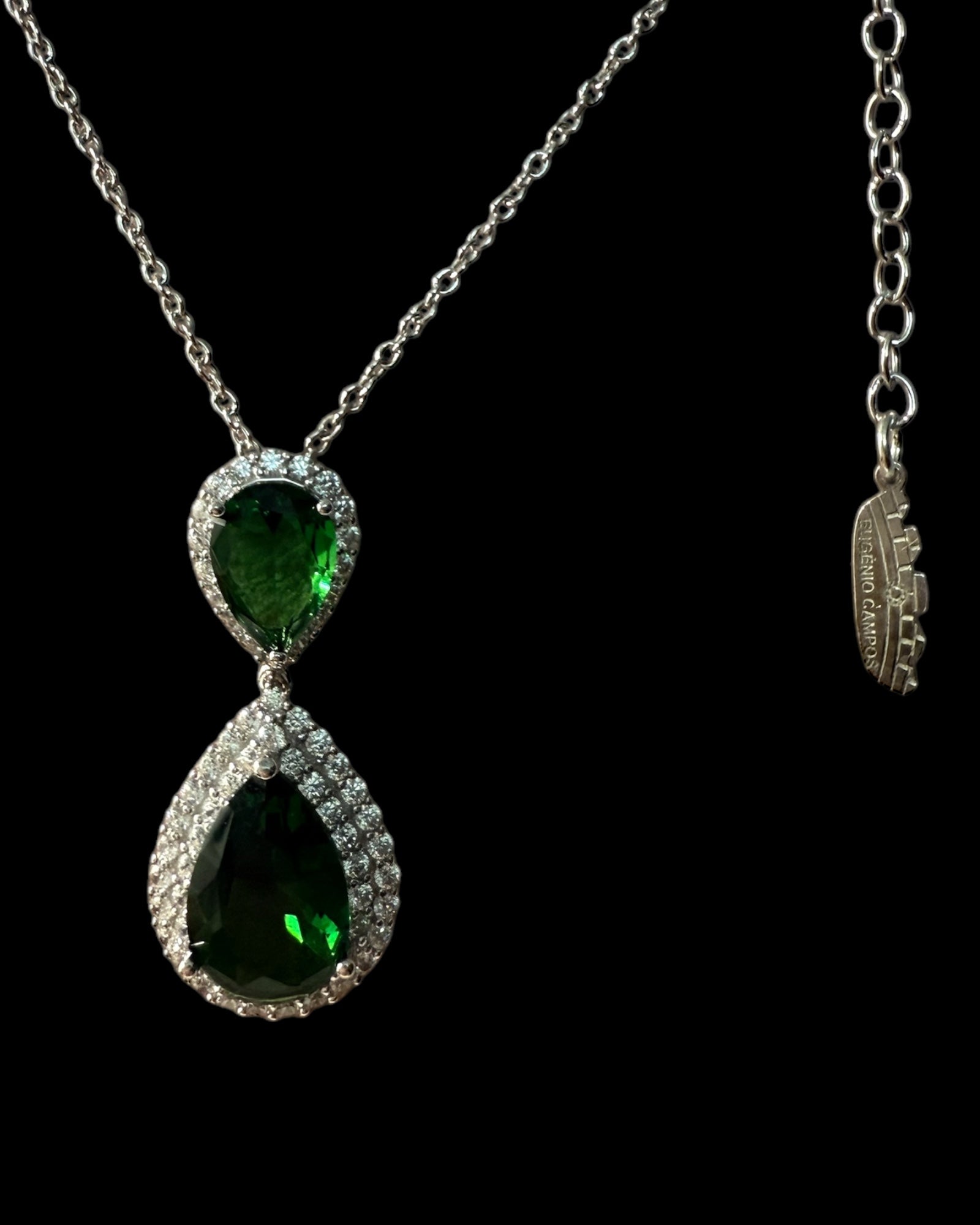 Colar Gota Verde em Prata