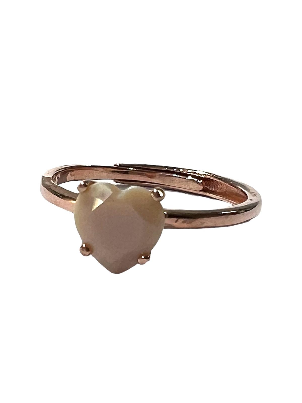 Solitaire Heart Ring in Rose Silver