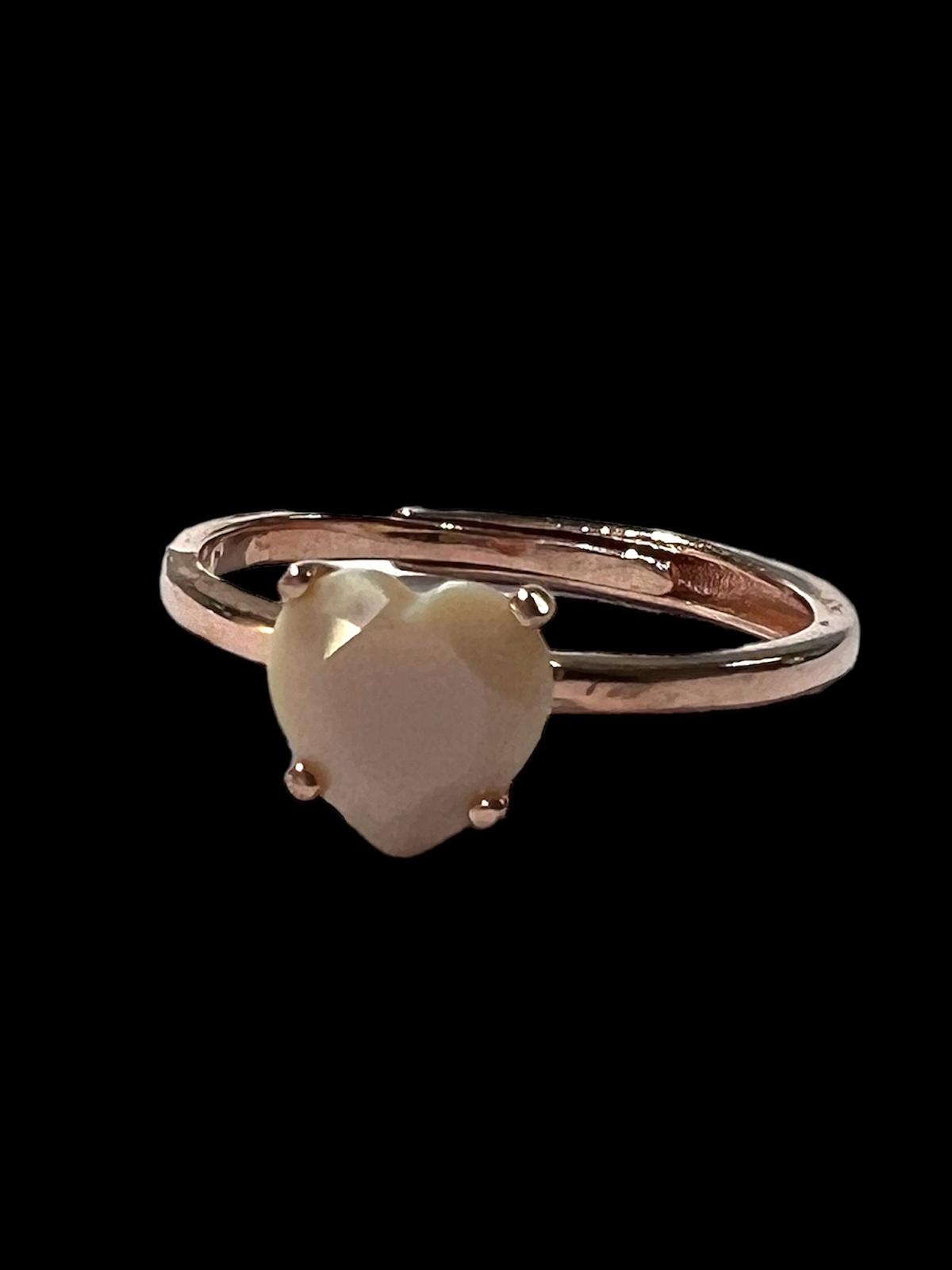 Solitaire Heart Ring in Rose Silver