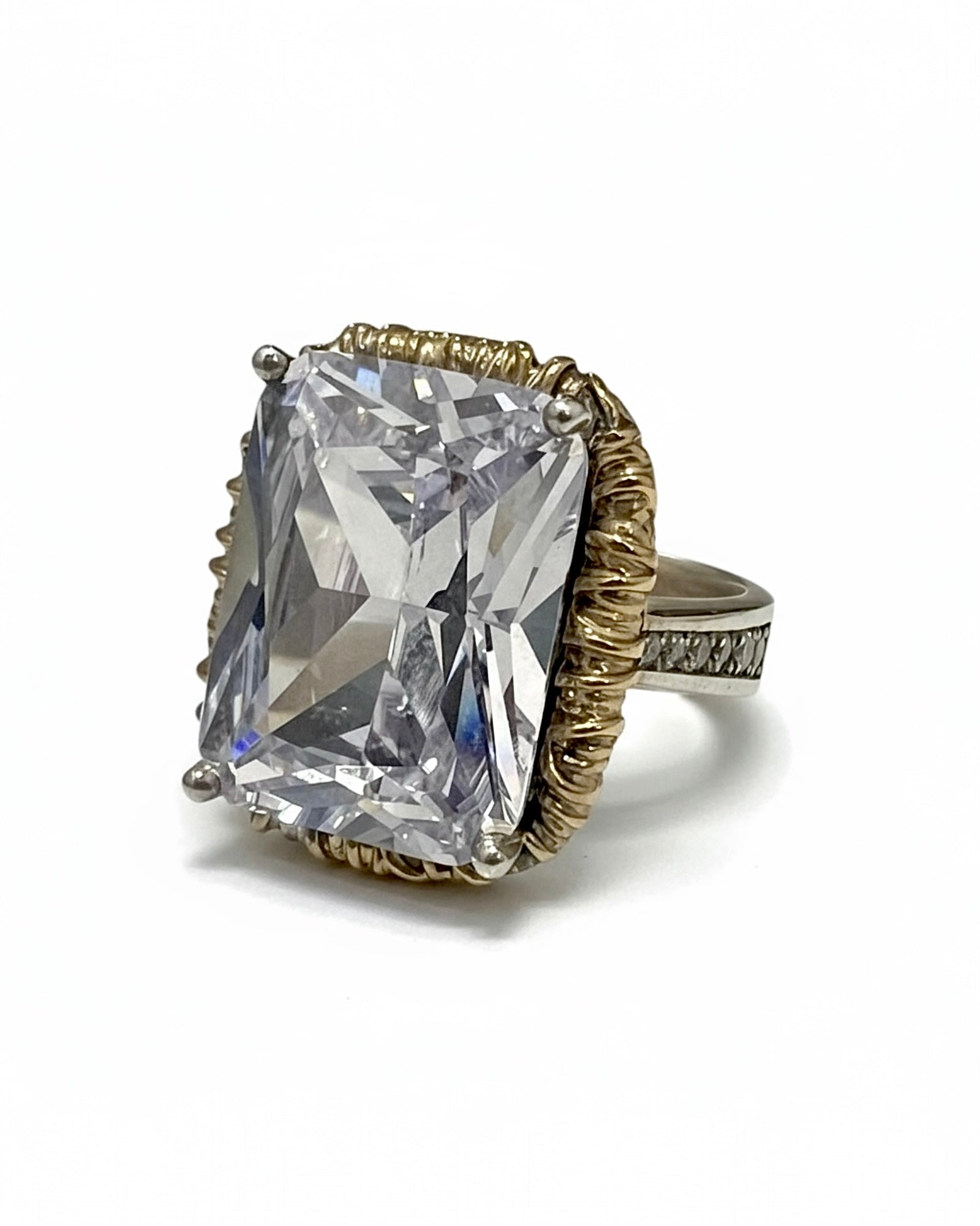 Silver and Gold Ring with Quartz